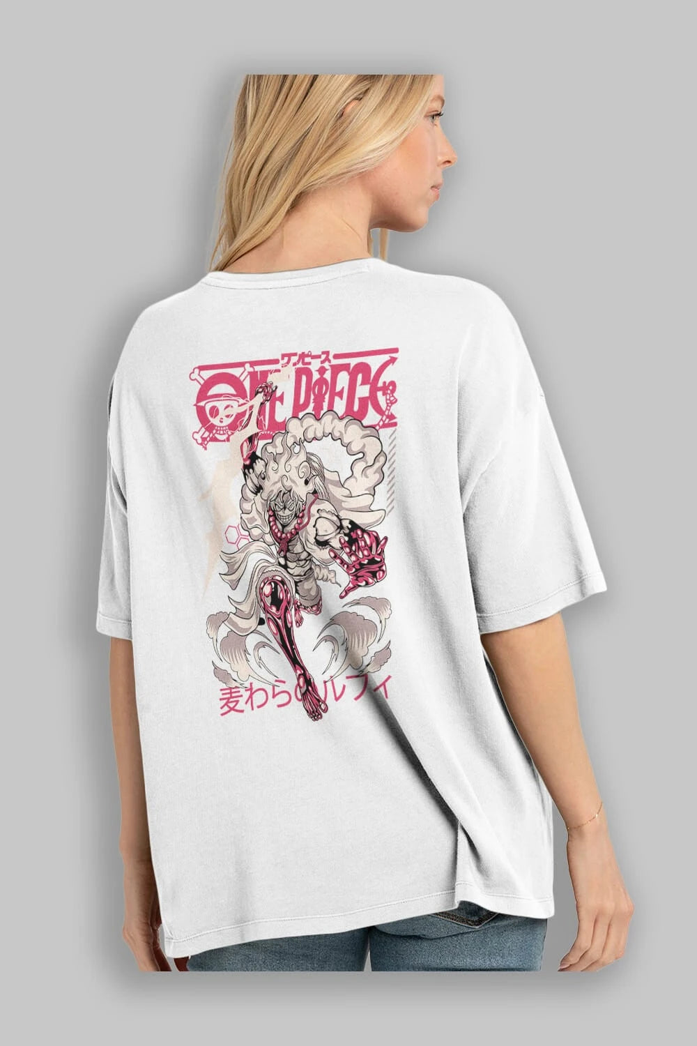 MONKEY D. LUFF-ONE PIECE 1 Anime Arka Baskılı Oversize t-shirt Erkek Kadın Unisex
