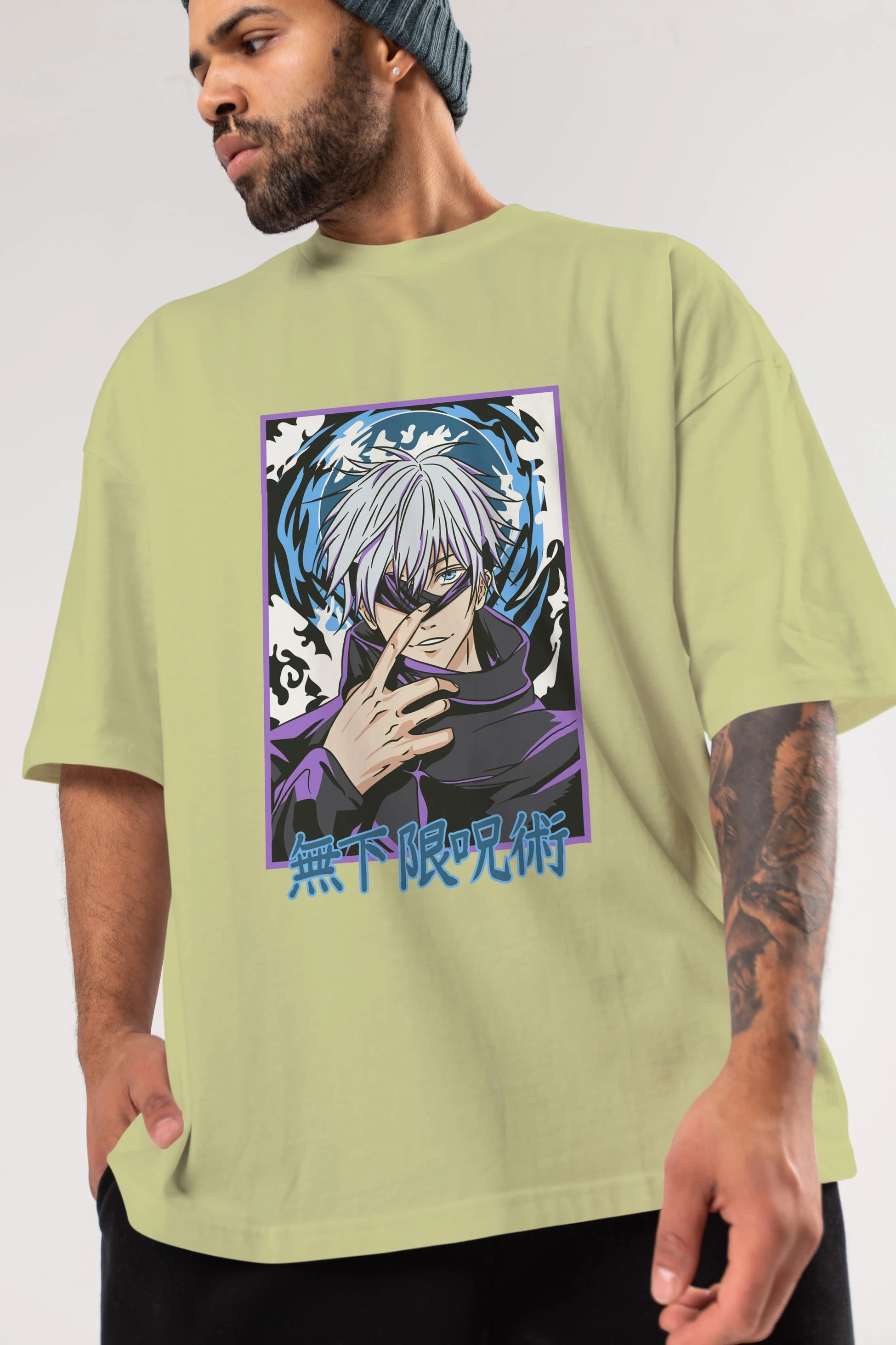 SATORU GOJO 3 Anime Ön Baskılı Oversize t-shirt %100 pamuk Erkek Kadın Unisex