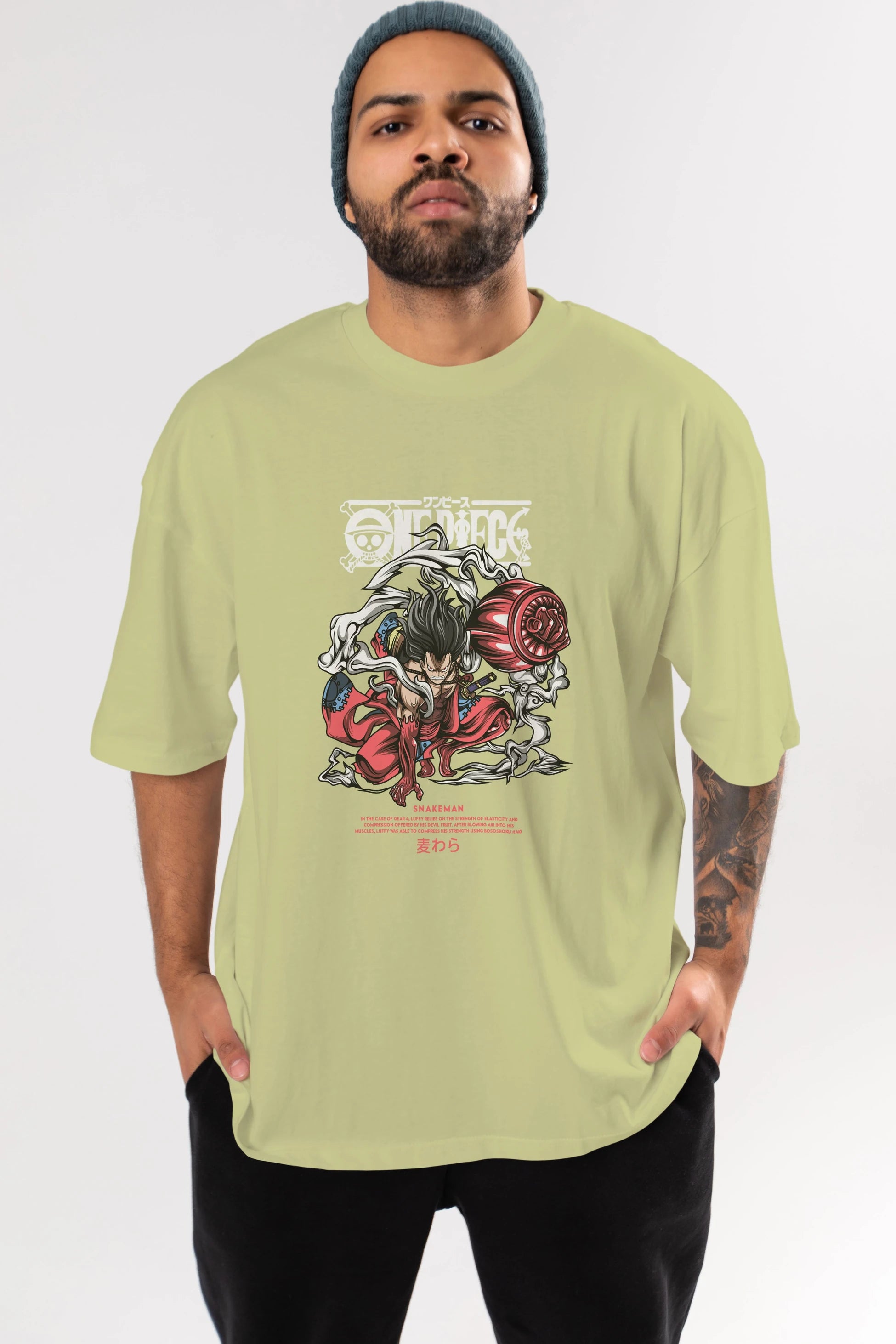 One Piece Snakeman Anime Ön Baskılı Oversize t-shirt %100 pamuk Erkek Kadın Unisex