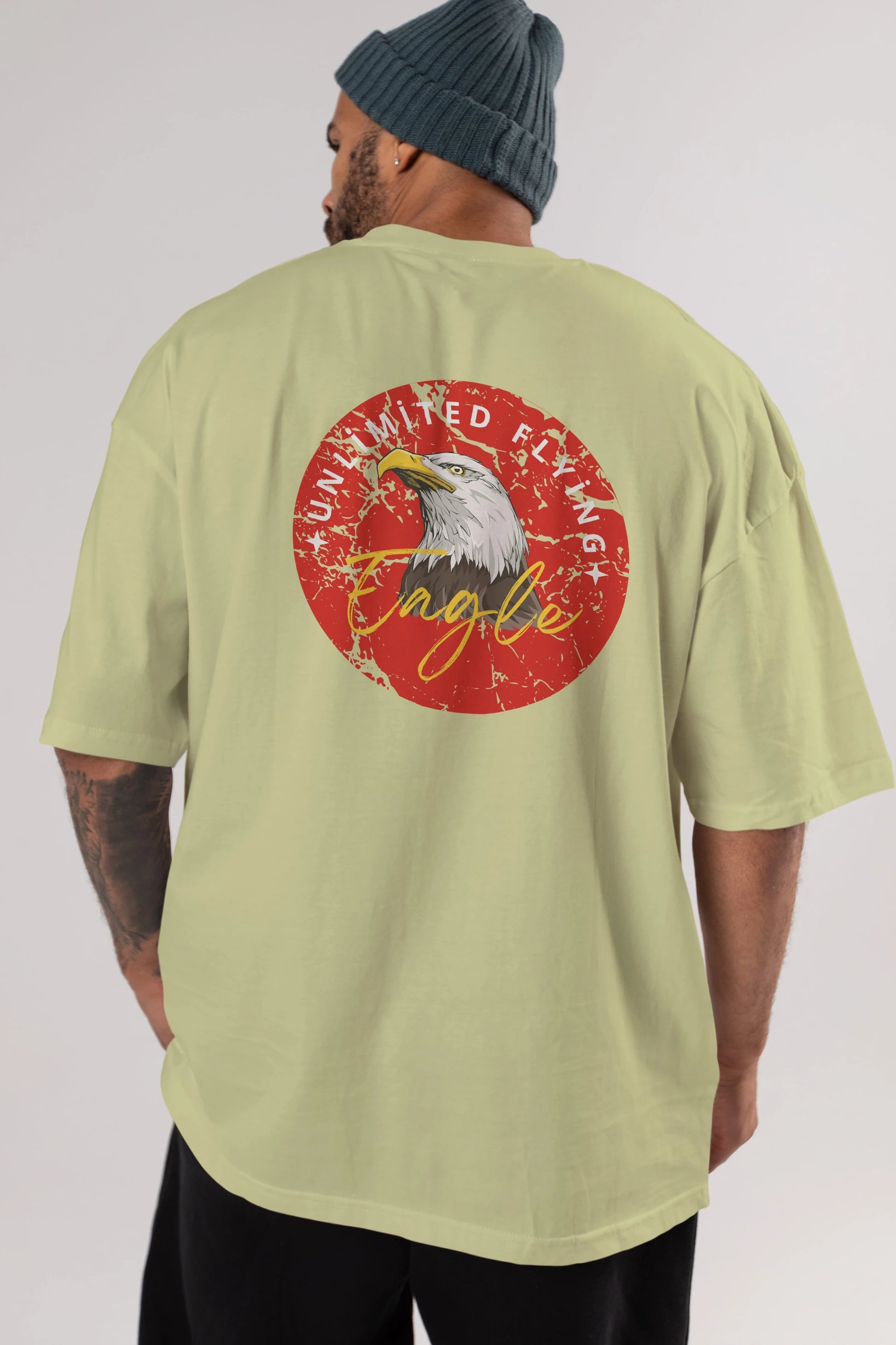 Unlimited Flying Yazılı Arka Baskılı Oversize t-shirt Erkek Kadın Unisex