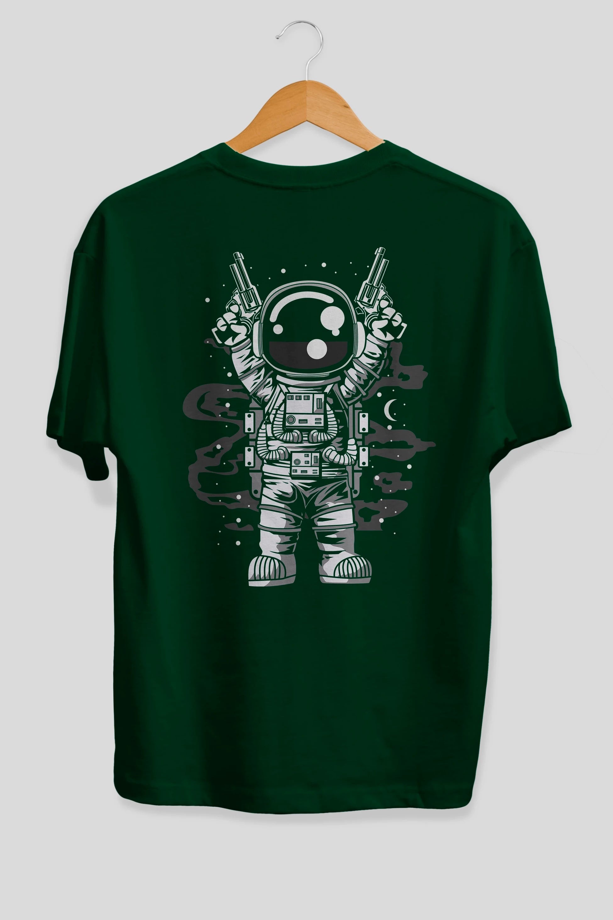 Astronaut Gun Arka Baskılı Oversize t-shirt Erkek Kadın Unisex