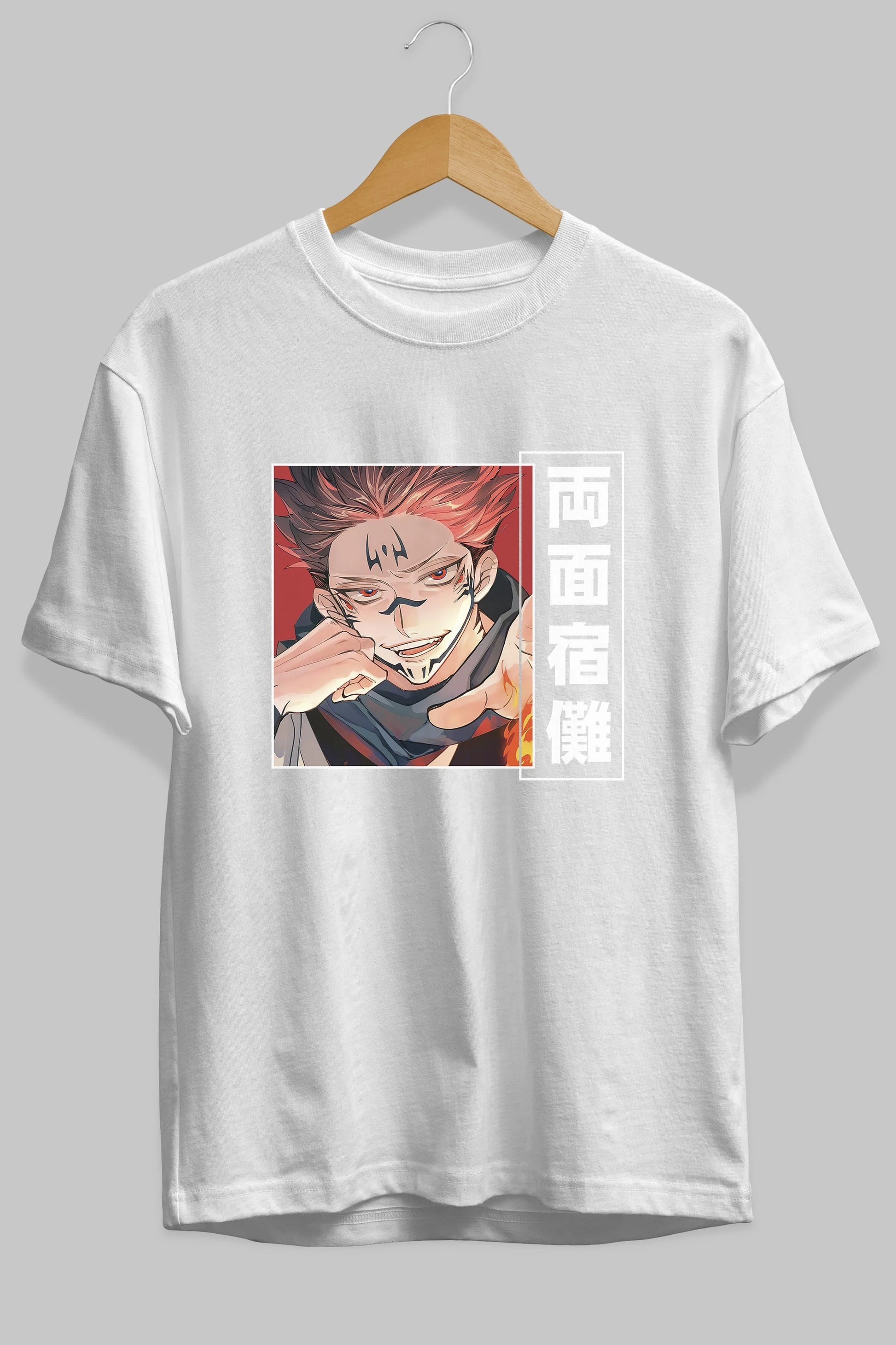 Sukuna Ryoumen 4 Anime Ön Baskılı Oversize t-shirt %100 pamuk Erkek Kadın Unisex