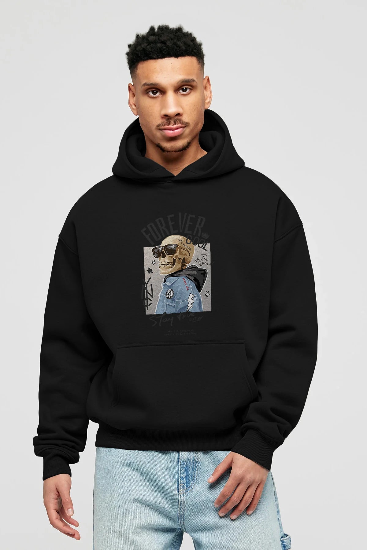 Teddy Bear Forever Cool Ön Baskılı Hoodie Oversize Kapüşonlu Sweatshirt Erkek Kadın Unisex