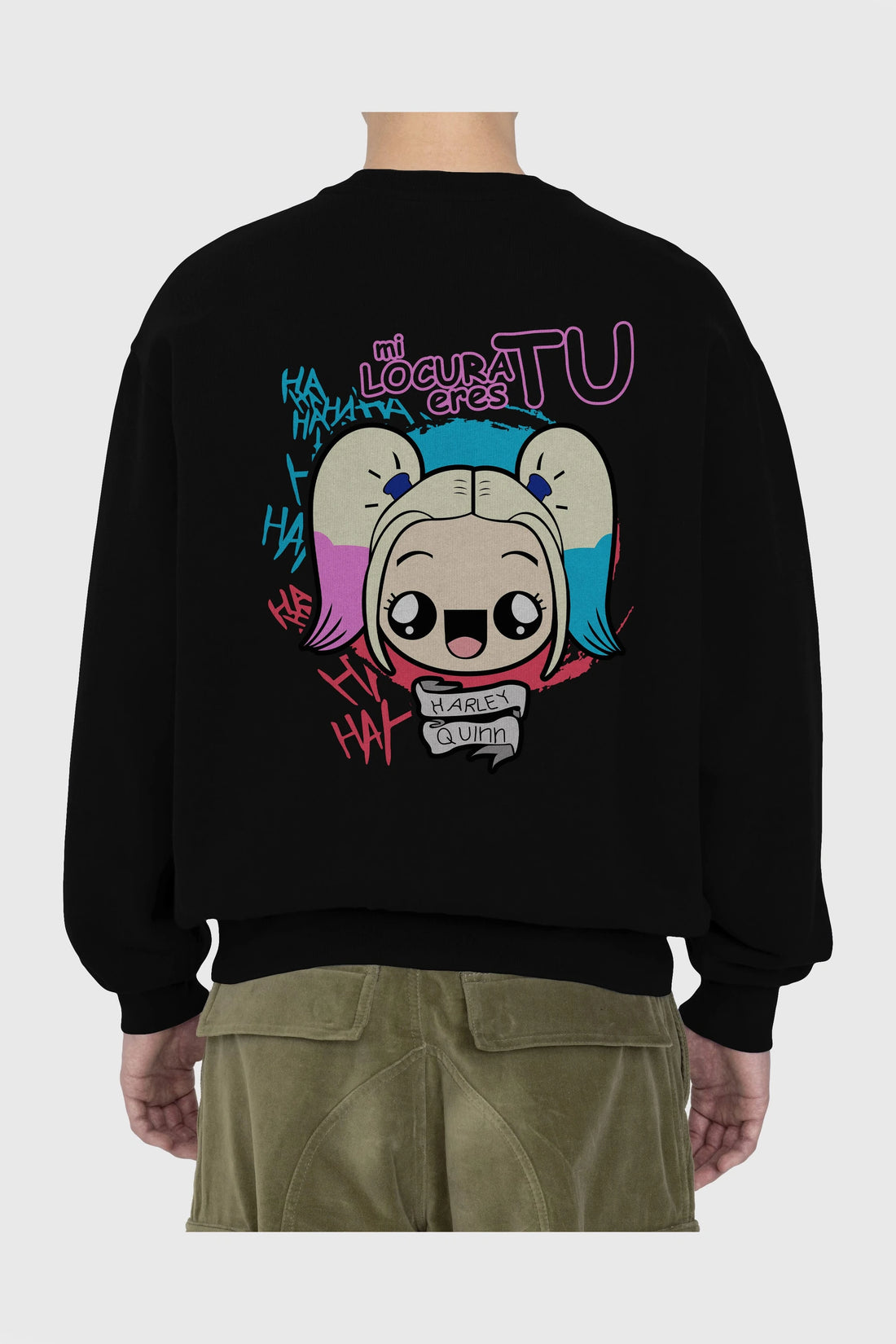 Harley Quinn Arka Baskılı Oversize Sweatshirt Erkek Kadın Unisex