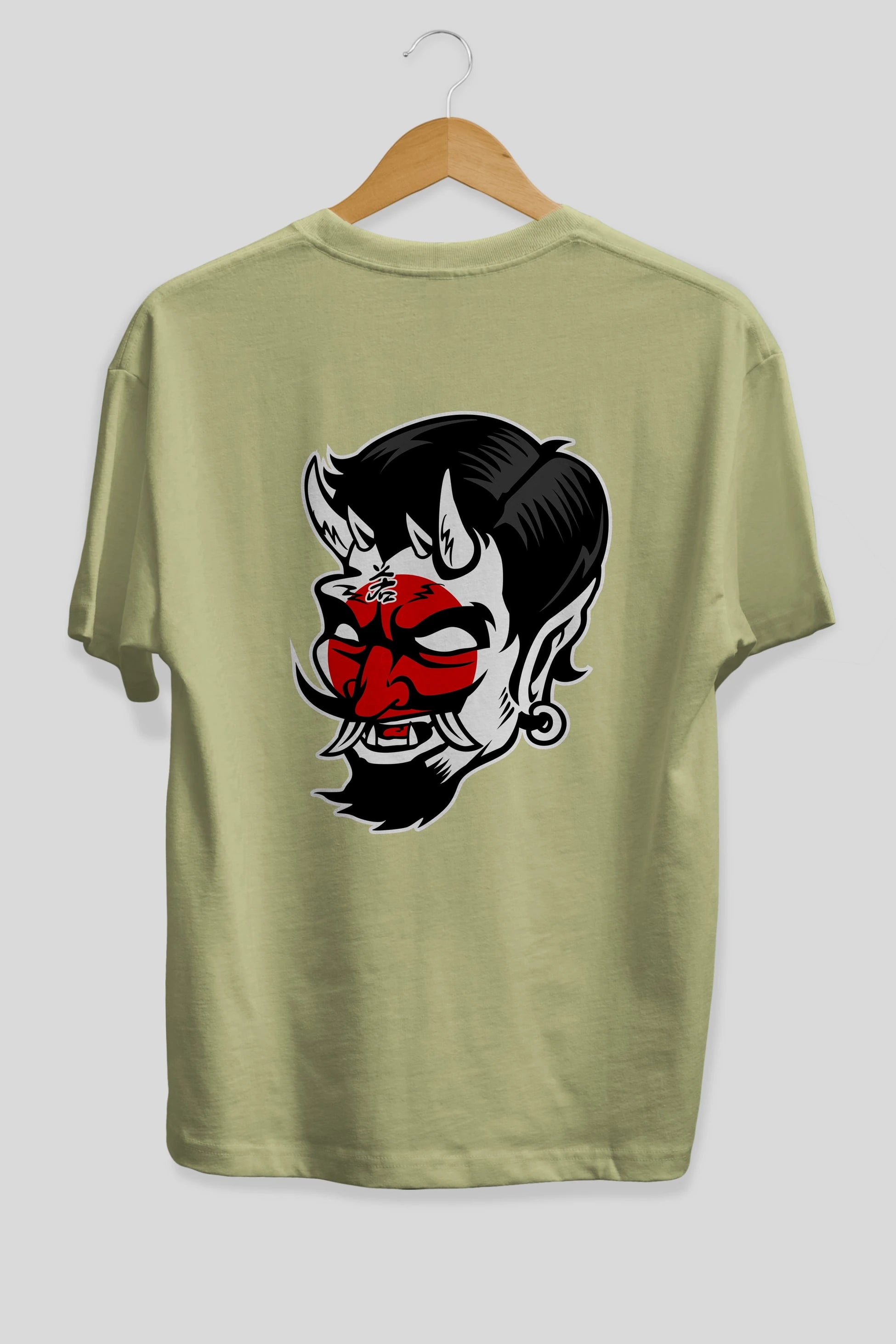 Japanese Devil Arka Baskılı Oversize t-shirt Erkek Kadın Unisex %100 Pamuk tişort