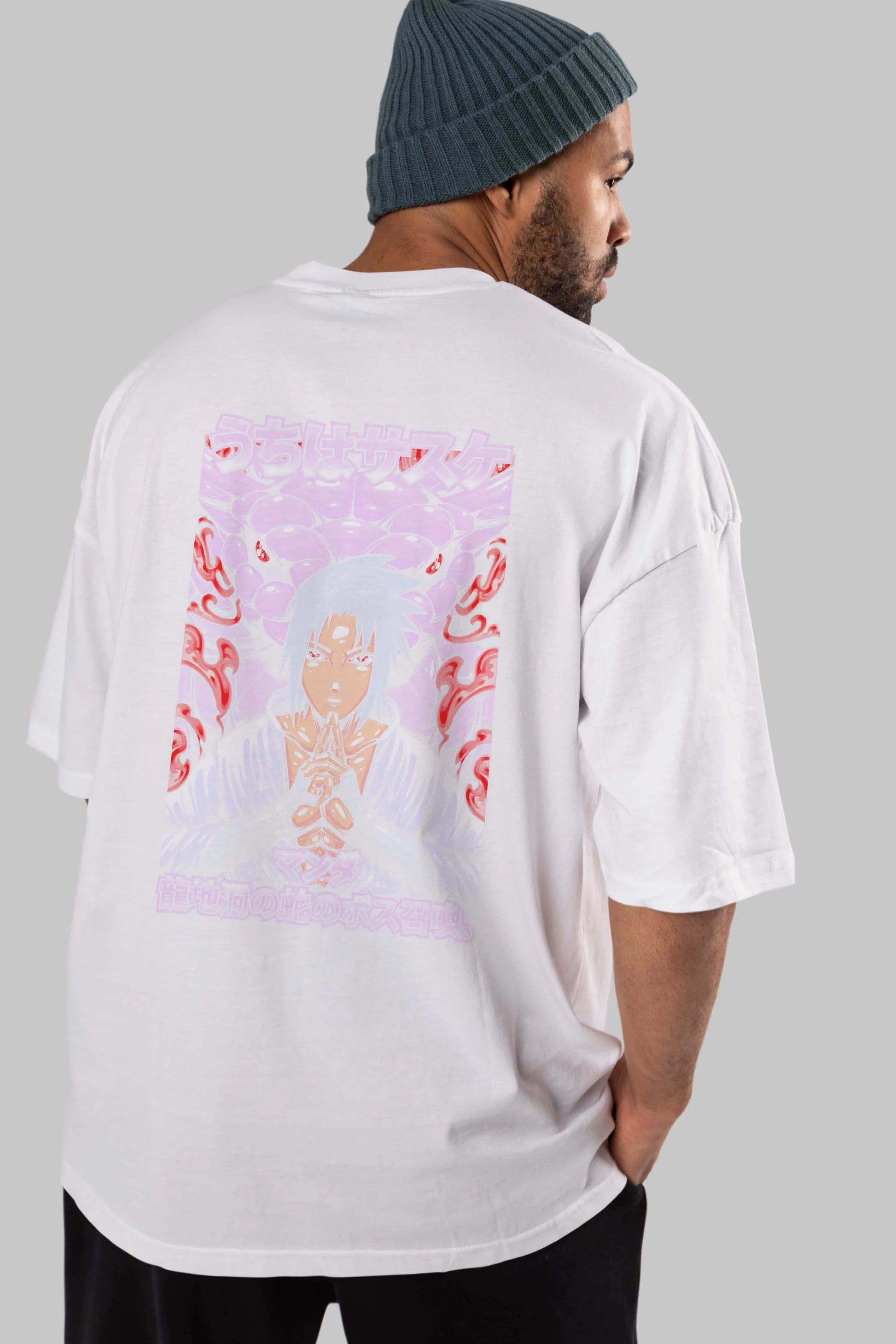 NARUTO SASUKE UCHIHA Anime Arka Baskılı Oversize t-shirt Erkek Kadın Unisex