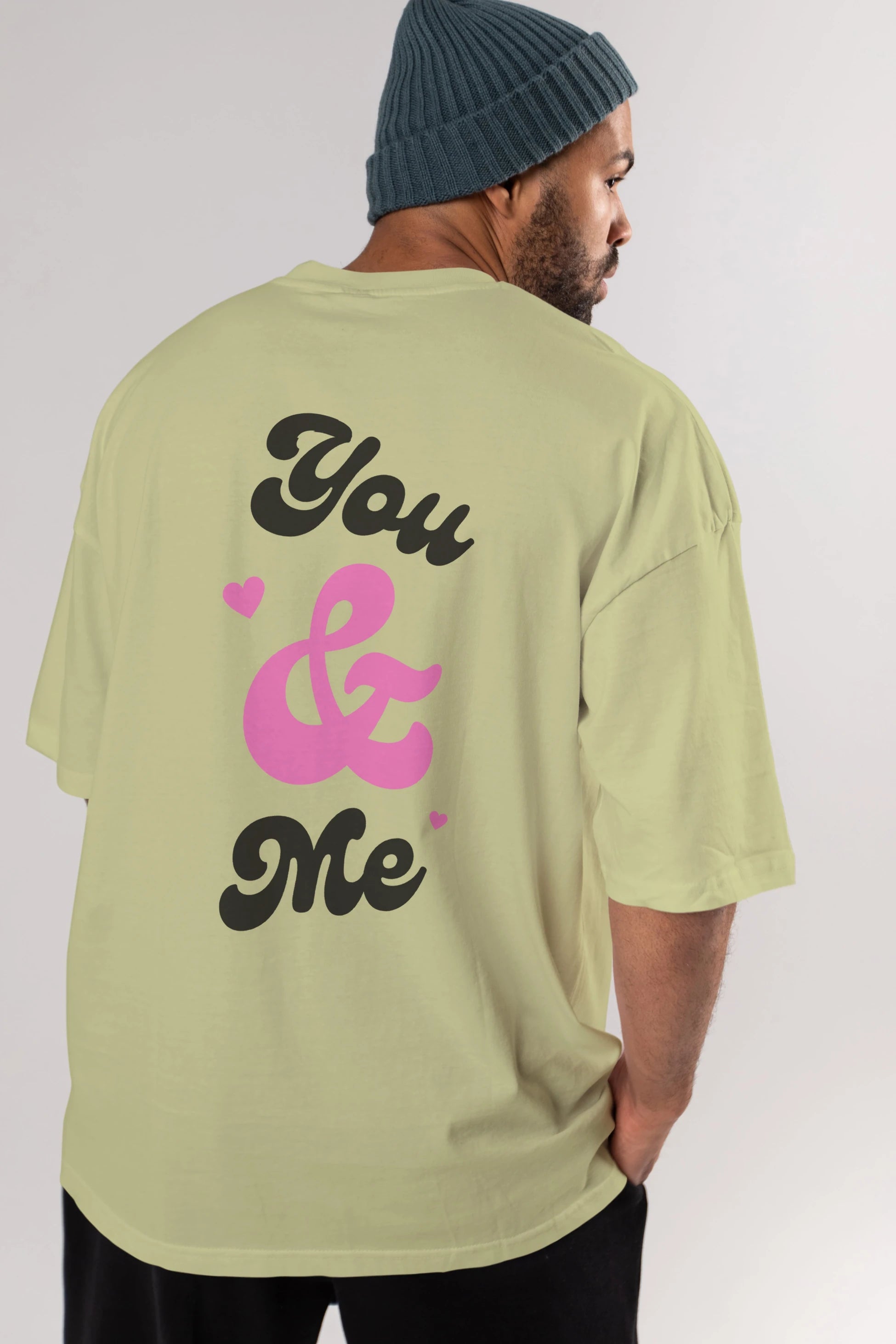 You and Me Yazılı Arka Baskılı Oversize t-shirt Erkek Kadın Unisex