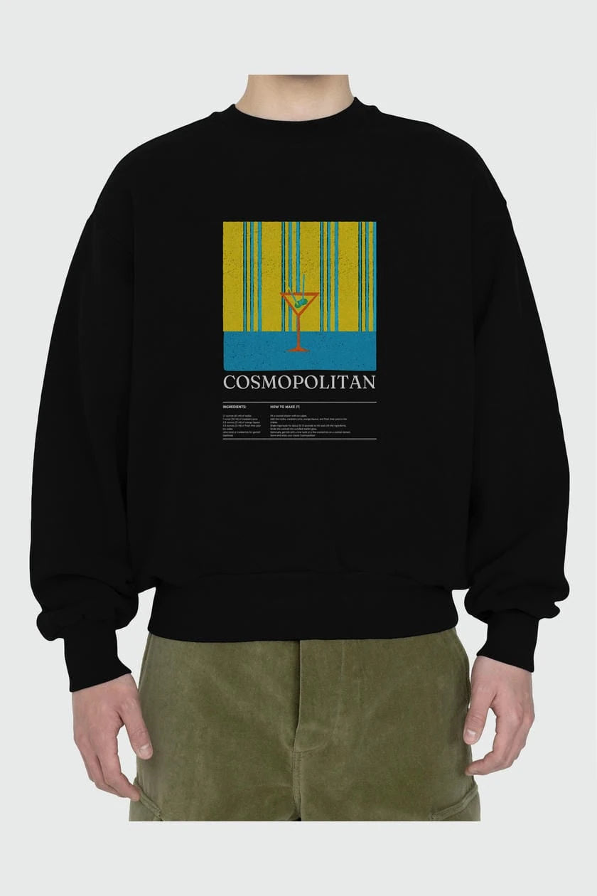Cosmopolitan ön Baskılı Oversize Sweatshirt Erkek Kadın Unisex