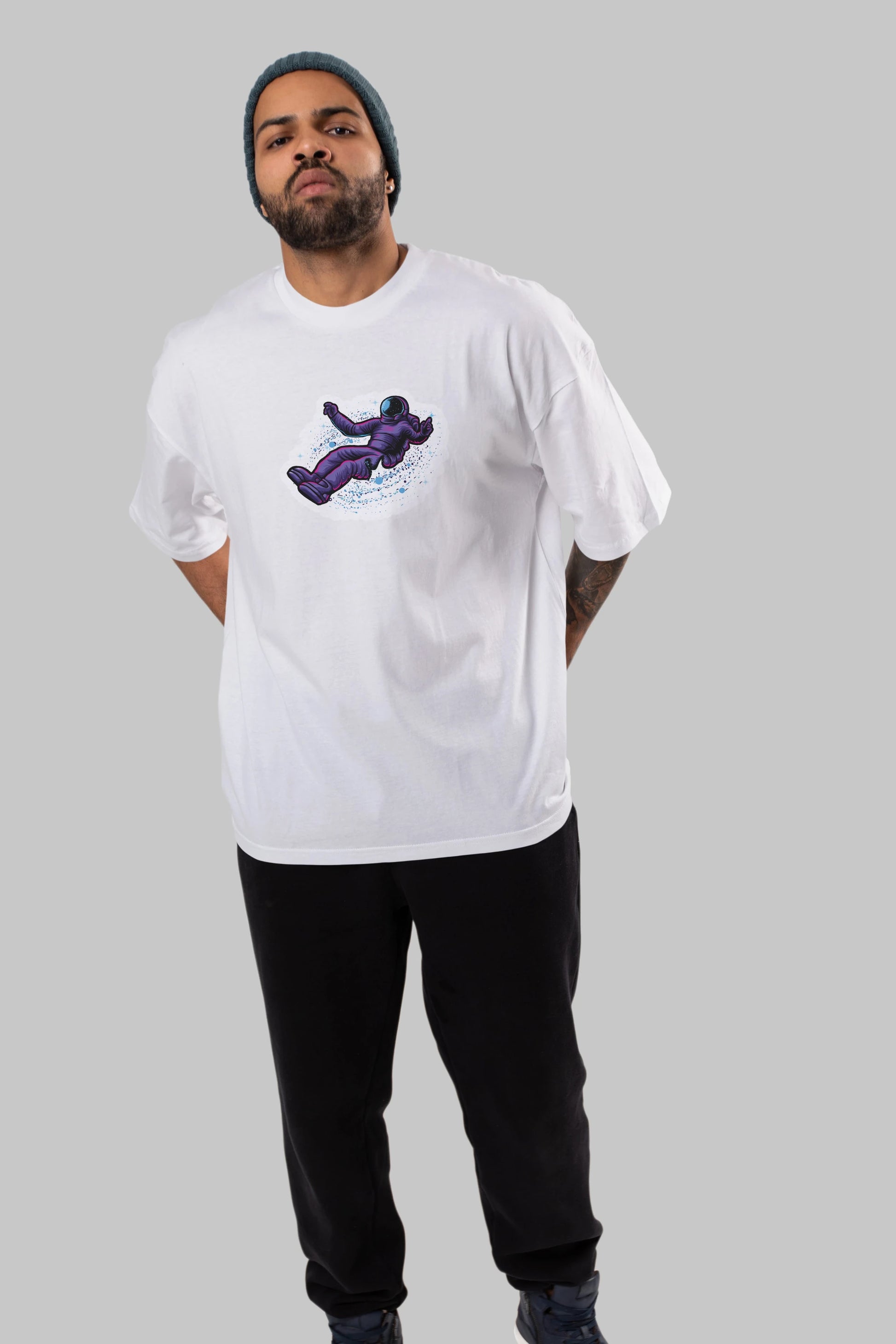 Having fun in outer space sticker Ön Baskılı Oversize t-shirt Erkek Kadın Unisex