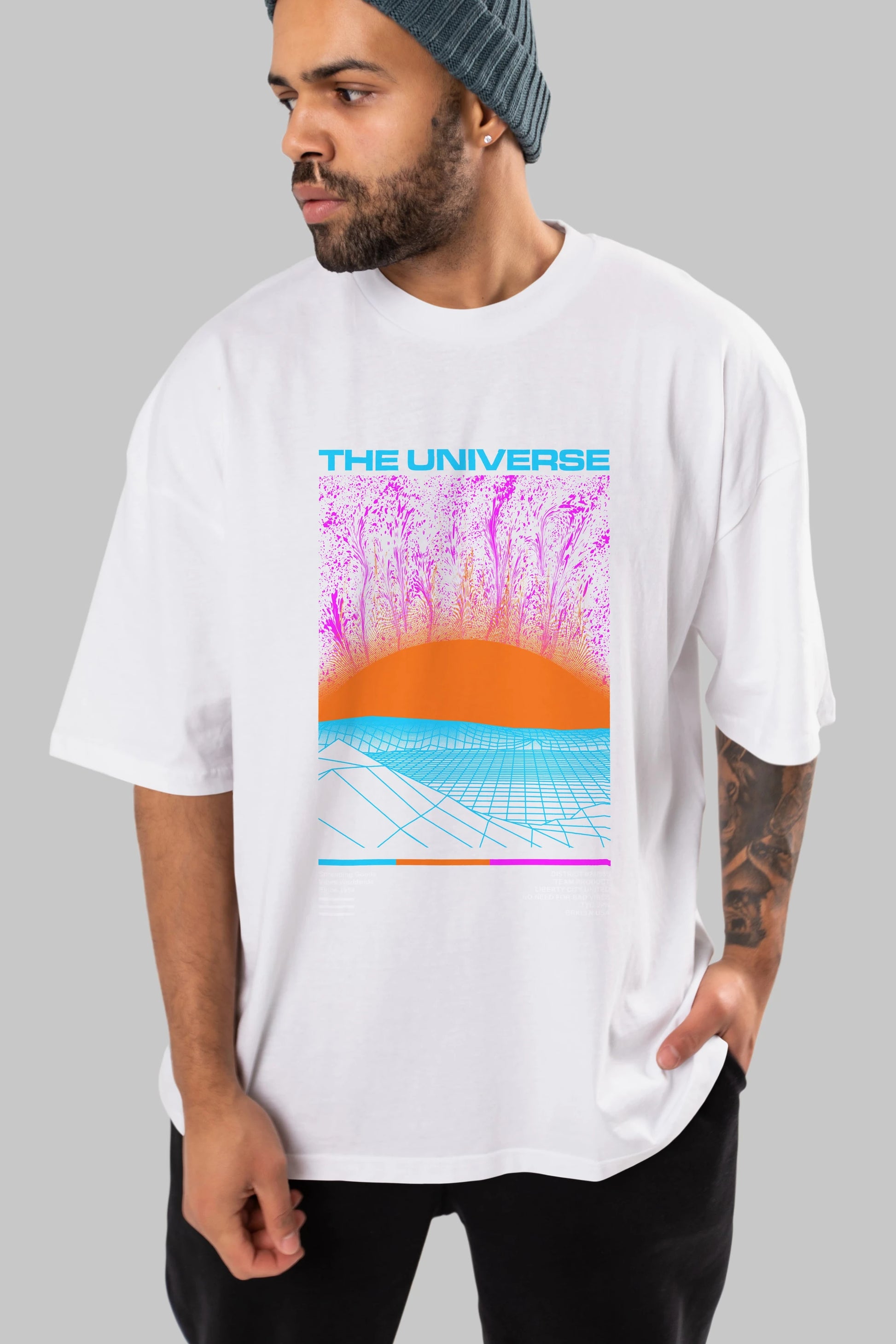 The Universe Ön Baskılı Oversize t-shirt Erkek Kadın Unisex