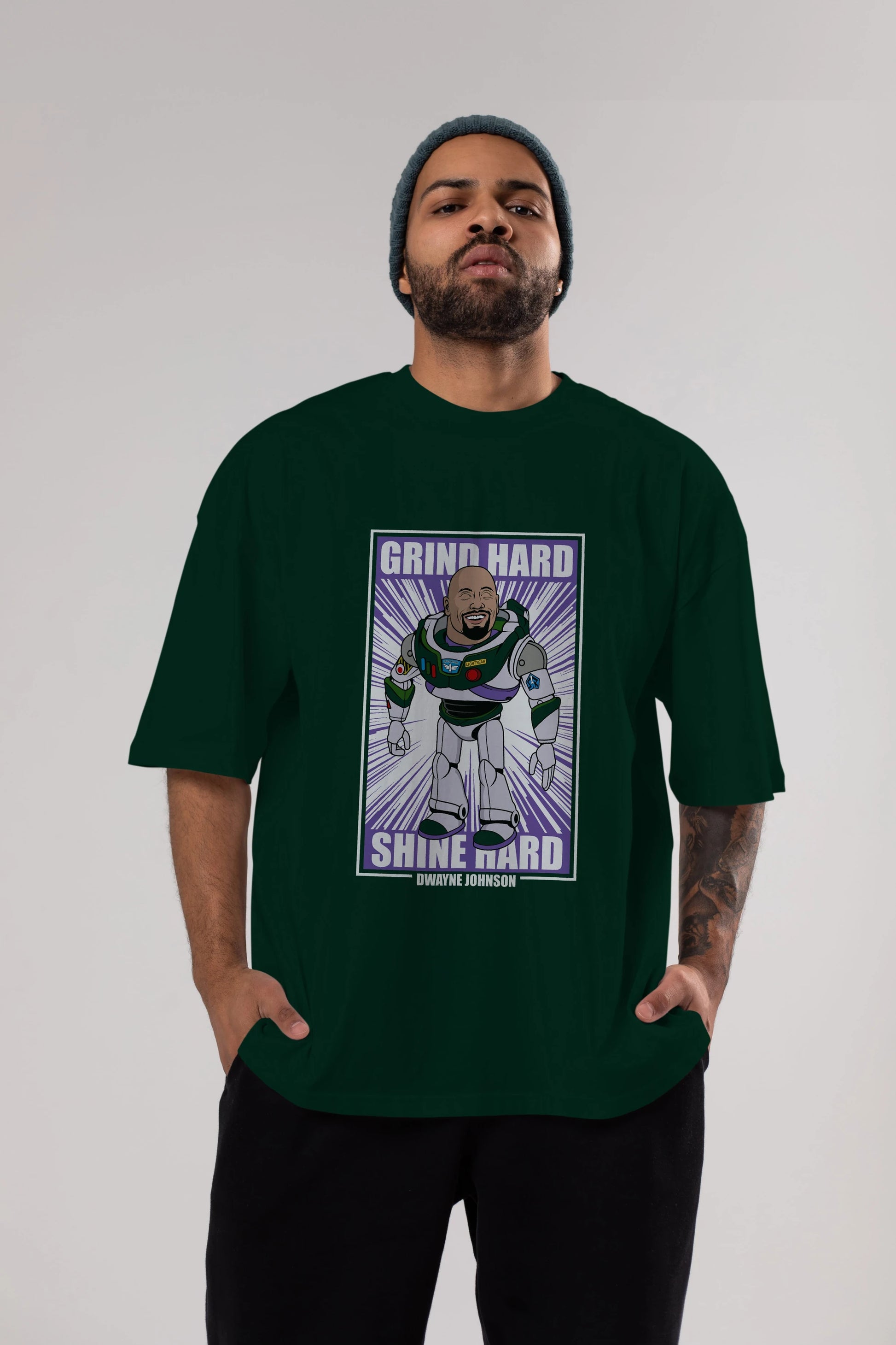 Dwayne Johnson Buzz Lightyear Ön Baskılı Oversize t-shirt Erkek Kadın Unisex %100 Pamuk tişort