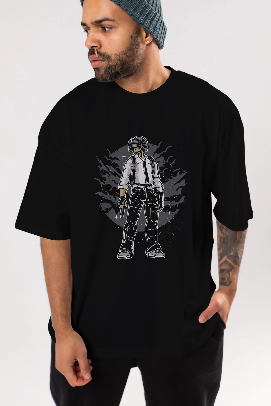 PUBG Ön Baskılı Oversize t-shirt Erkek Kadın Unisex %100 Pamuk tişort