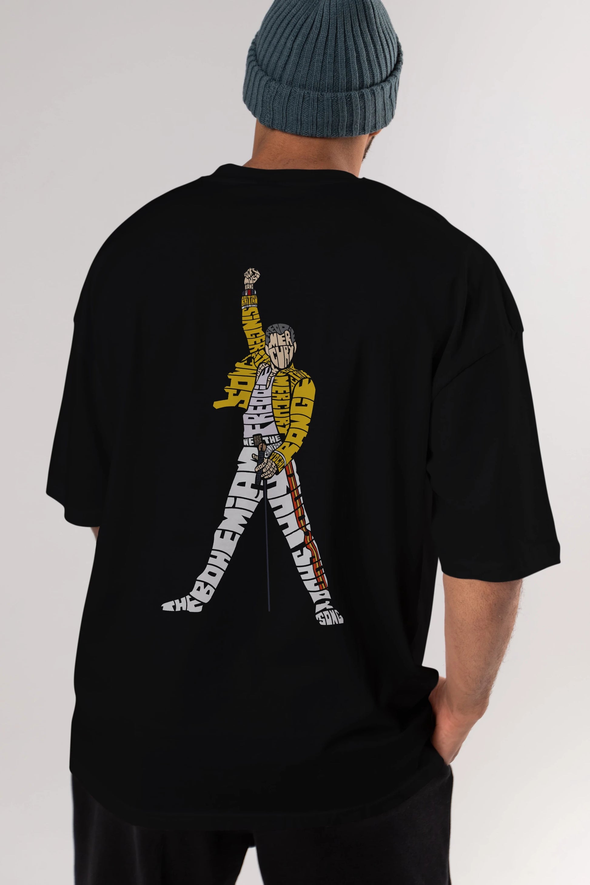 Freddy Mercury Arka Baskılı Oversize t-shirt %100 pamuk Erkek Kadın Unisex