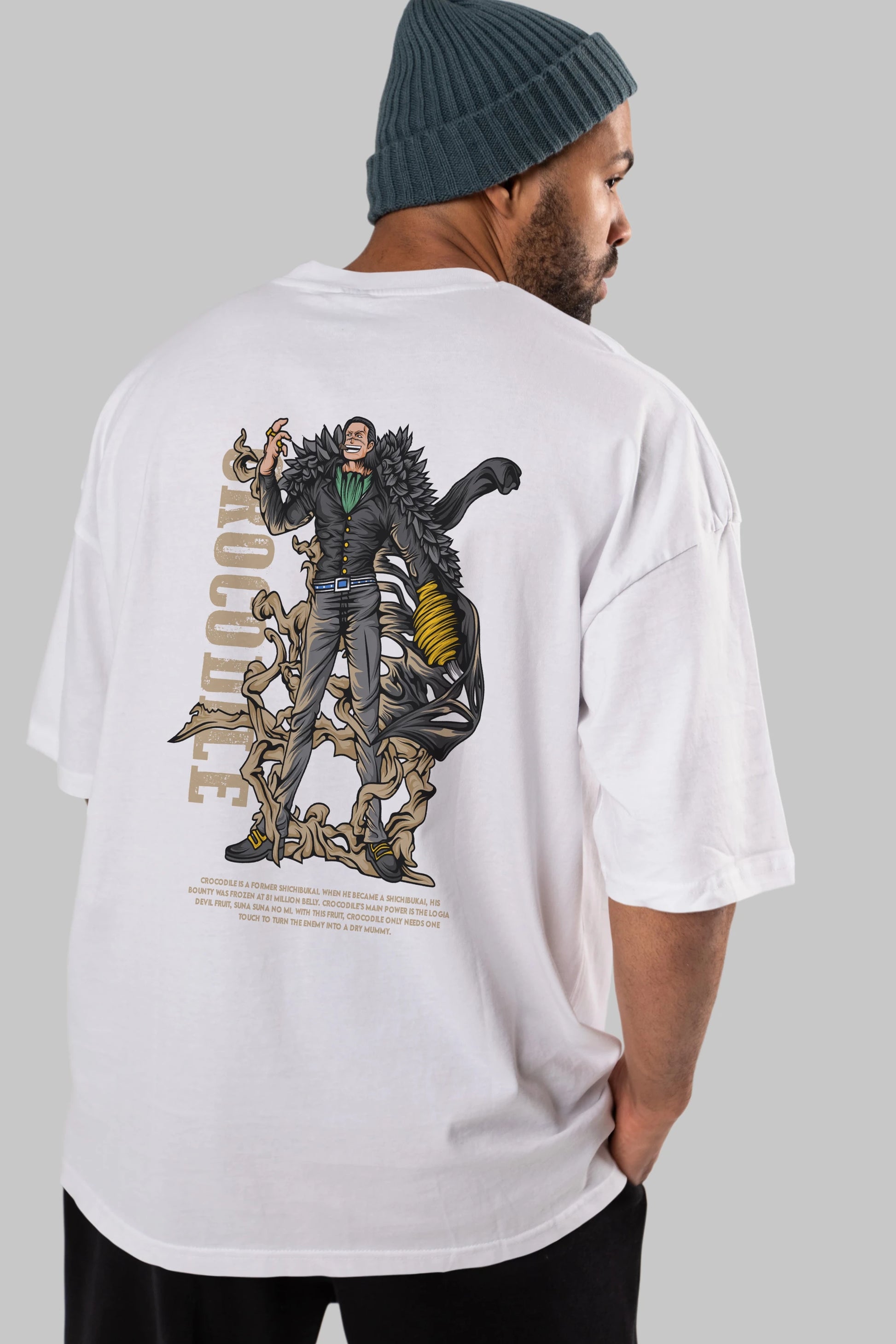 Crocodile Anime Arka Baskılı Oversize t-shirt Erkek Kadın Unisex