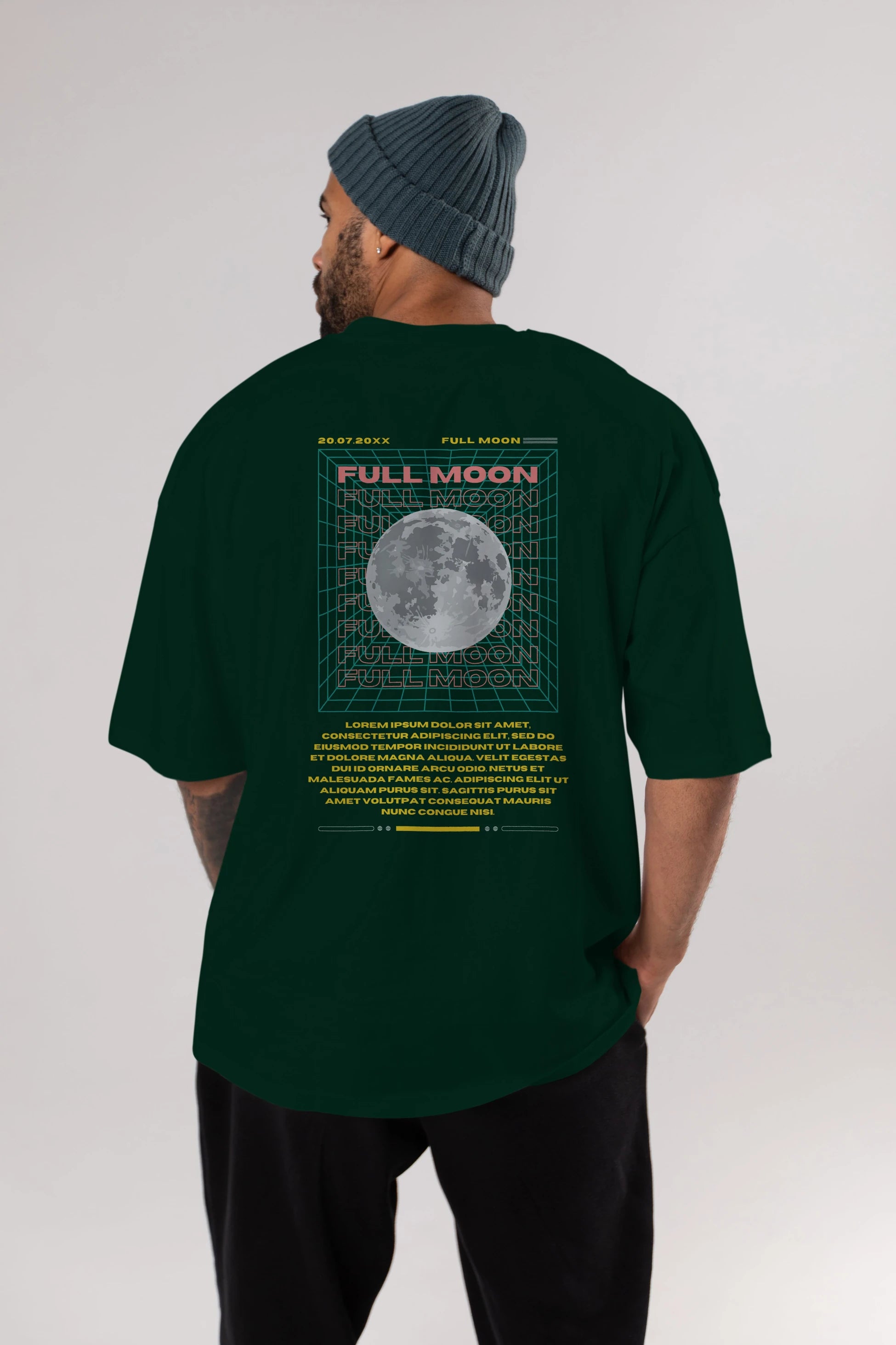 Full Moon Yazılı Arka Baskılı Oversize t-shirt Erkek Kadın Unisex