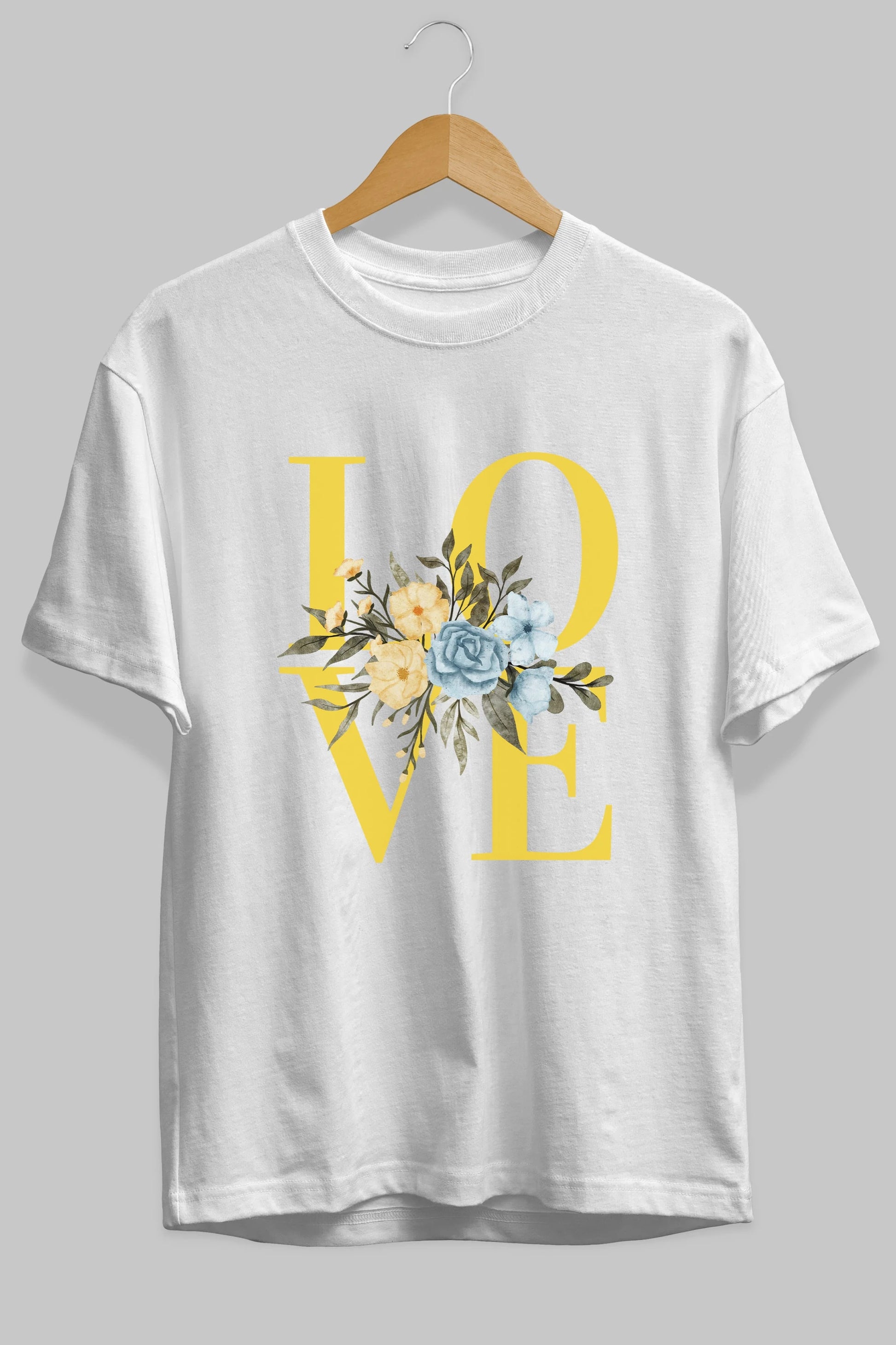 Love Flower Ön Baskılı Oversize t-shirt Erkek Kadın Unisex