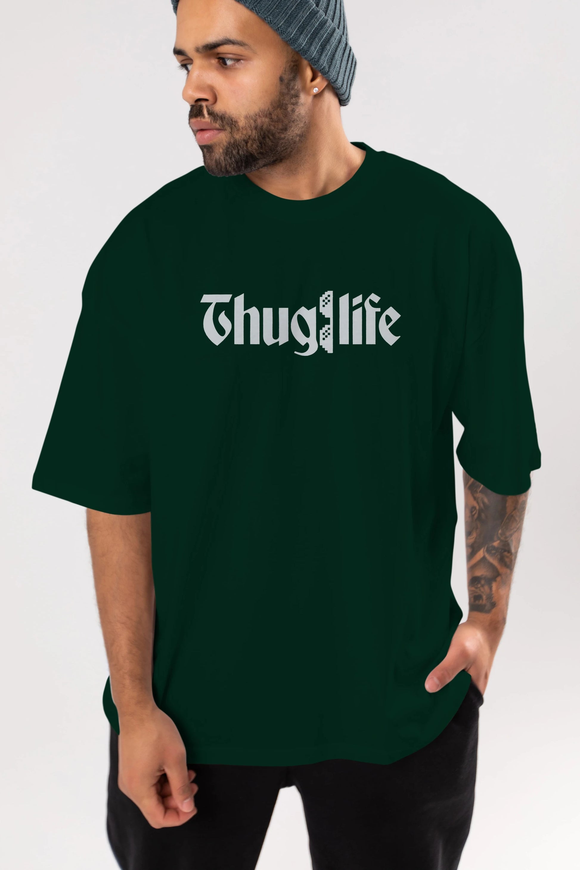 Thuglife Ön Baskılı Oversize t-shirt %100 pamuk Erkek Kadın Unisex