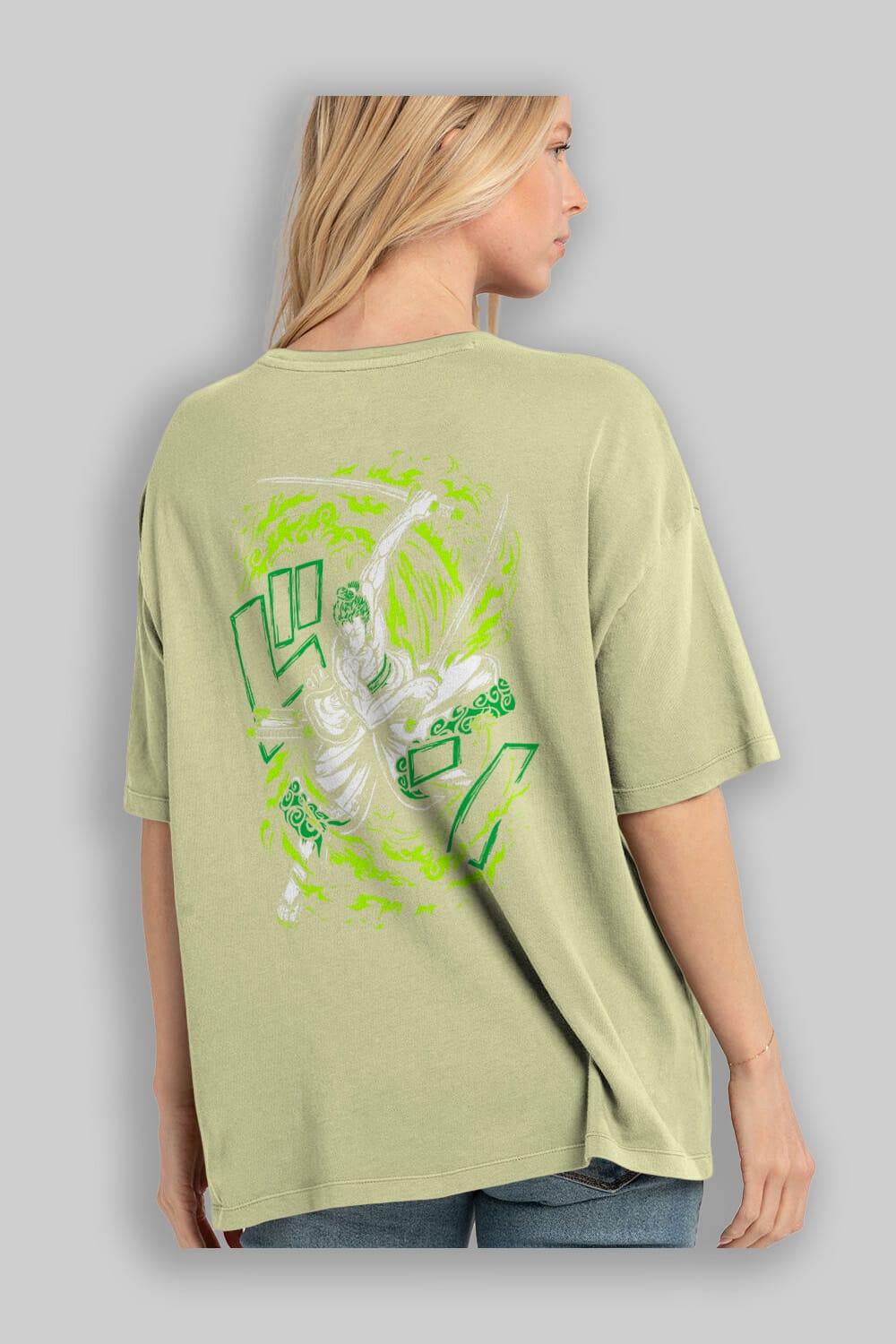 ZORO-ONE PIECE (2) Anime Arka Baskılı Oversize t-shirt Erkek Kadın Unisex