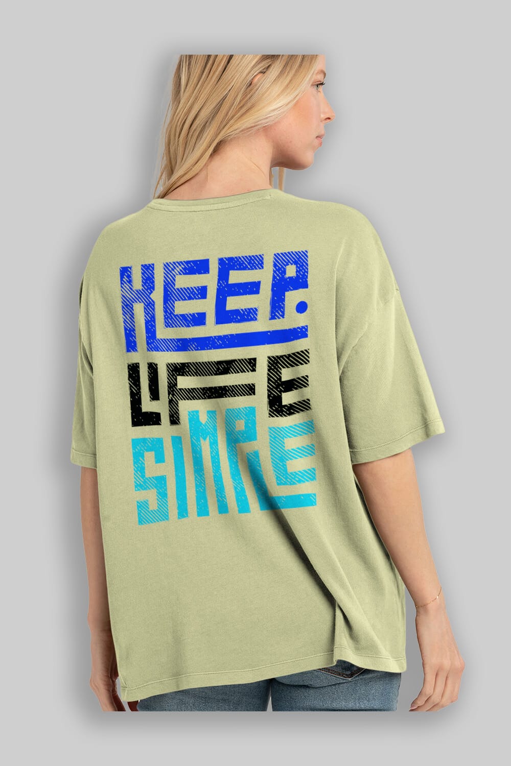 Keep Life Simple Yazılı Arka Baskılı Oversize t-shirt Erkek Kadın Unisex