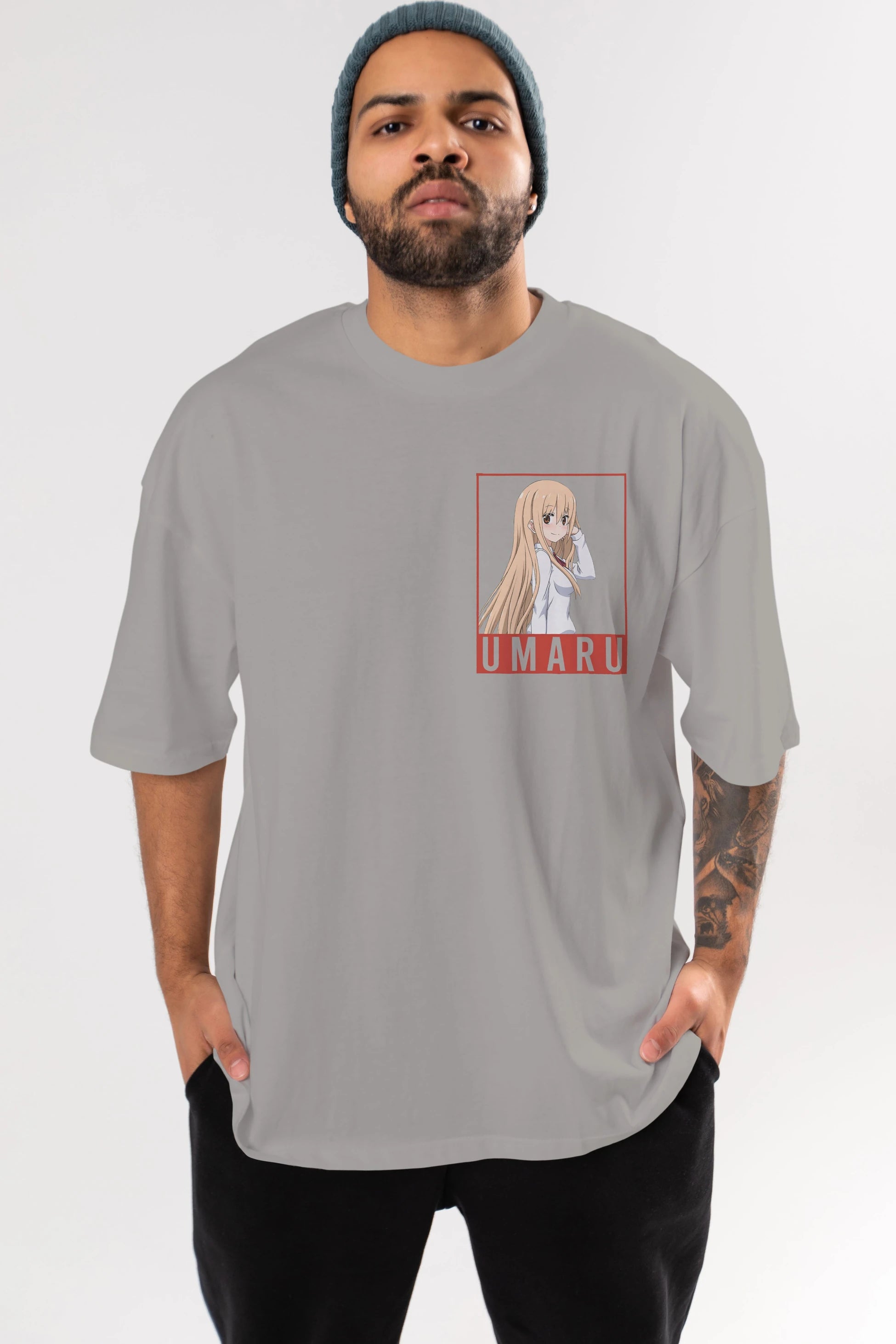 Umaru Doma 2 (2) Ön Sol Baskılı Oversize t-shirt Erkek Kadın Unisex %100 Pamuk Bisiklet Yaka tişort