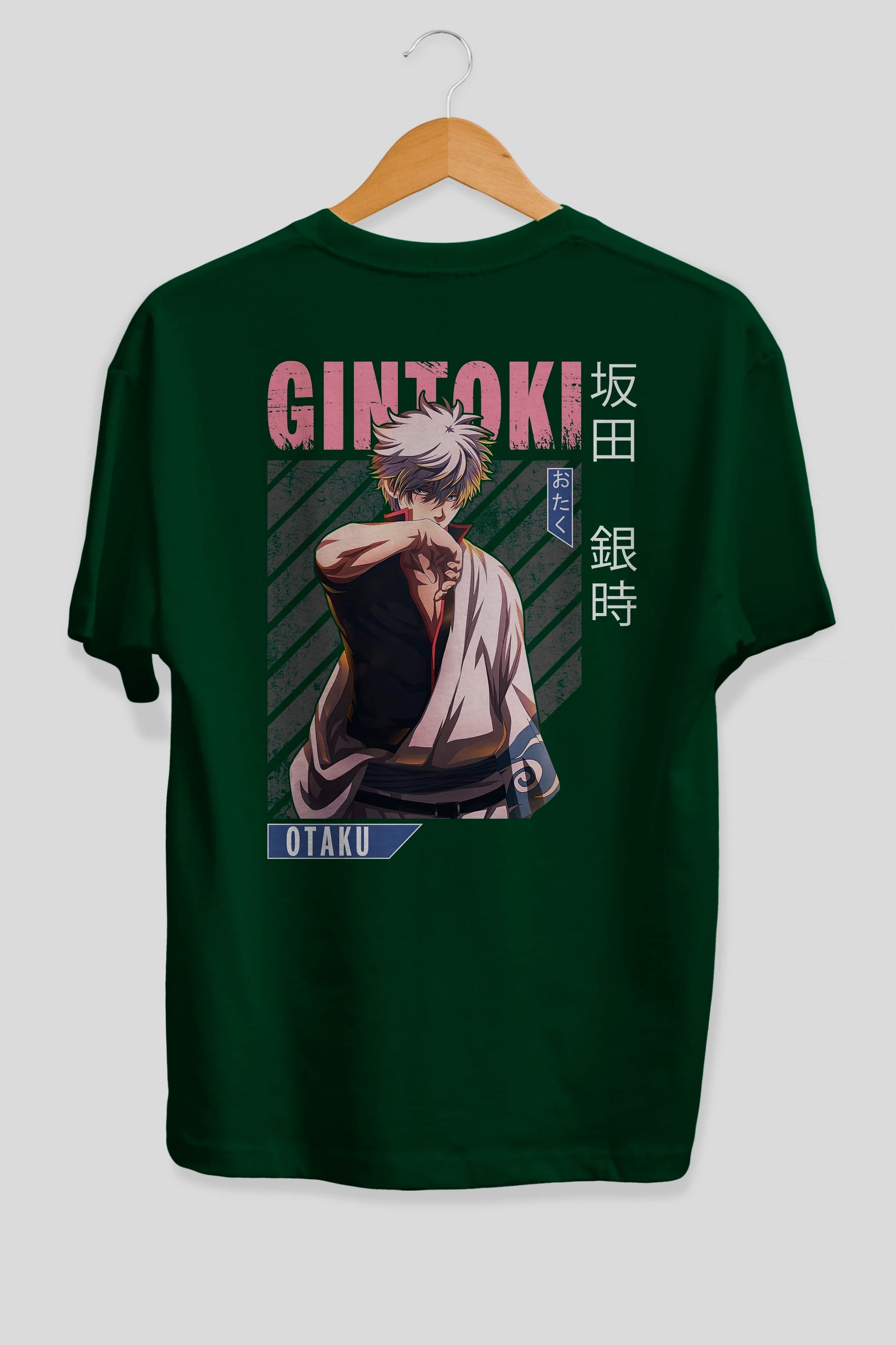 Gintoki Sakata Anime Arka Baskılı Oversize t-shirt Erkek Kadın Unisex
