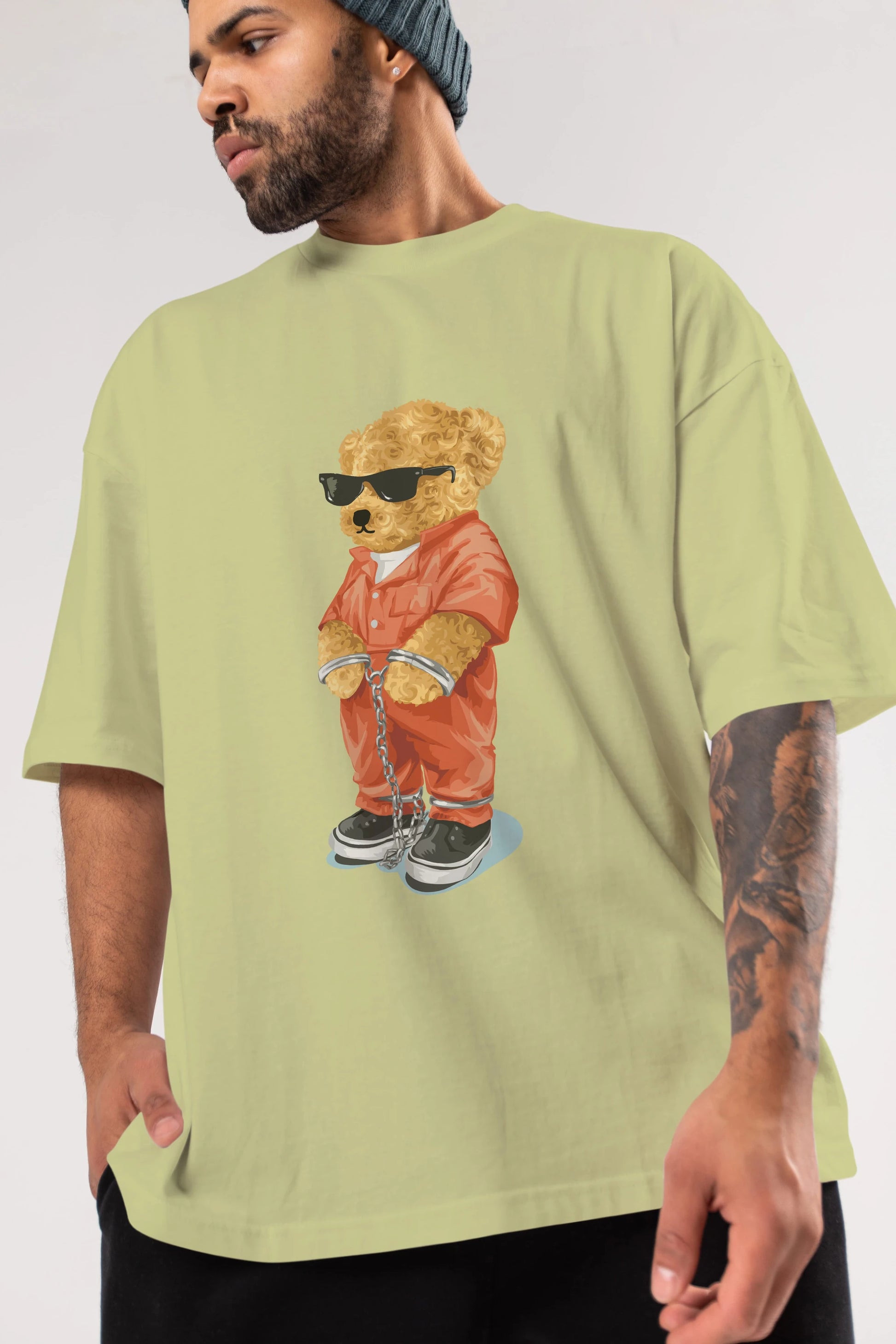 Teddy Bear Kodes Ön Baskılı Oversize t-shirt Erkek Kadın Unisex %100 Pamuk
