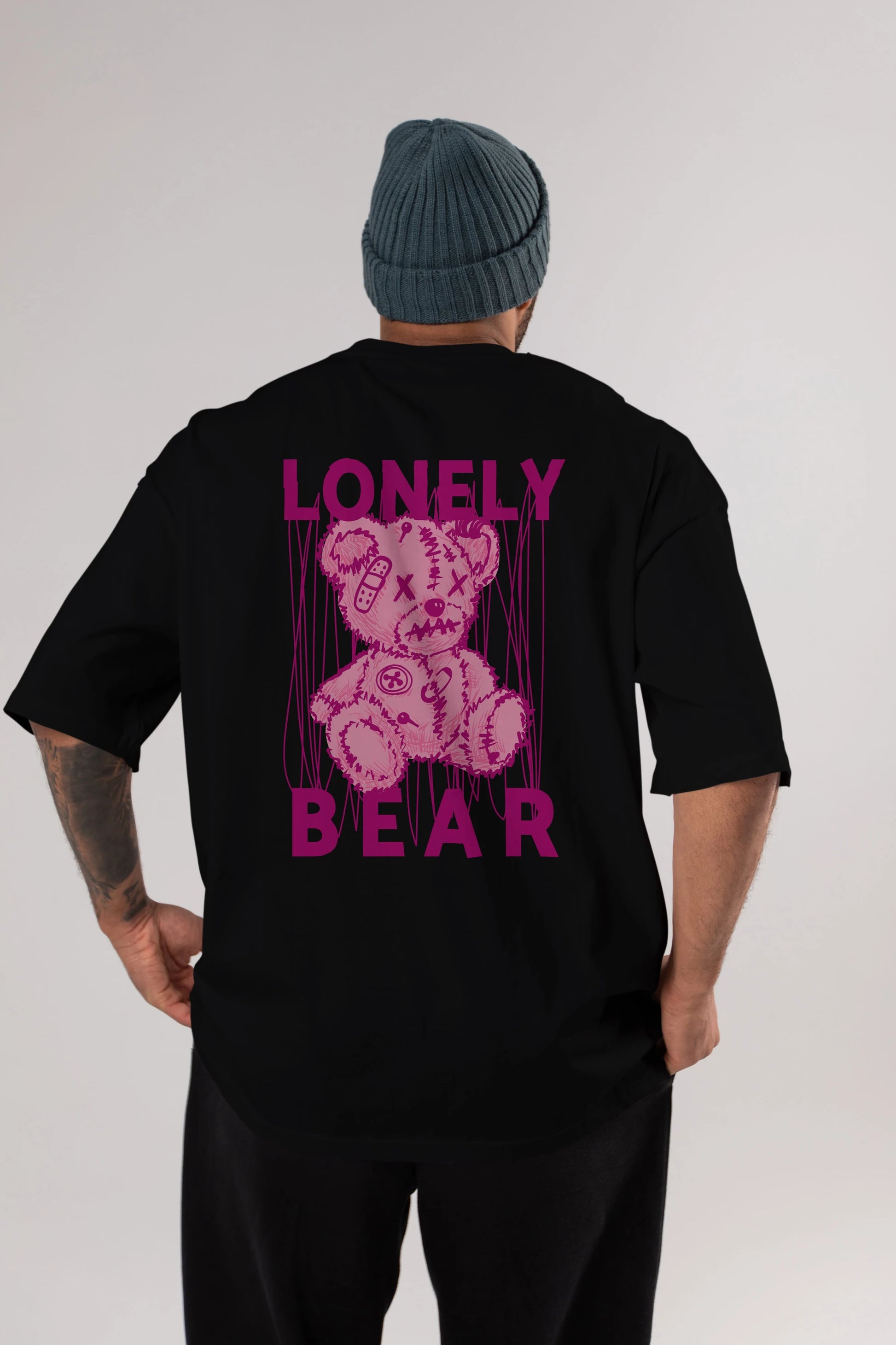 Lonely Bear Arka Baskılı Oversize t-shirt Erkek Kadın Unisex