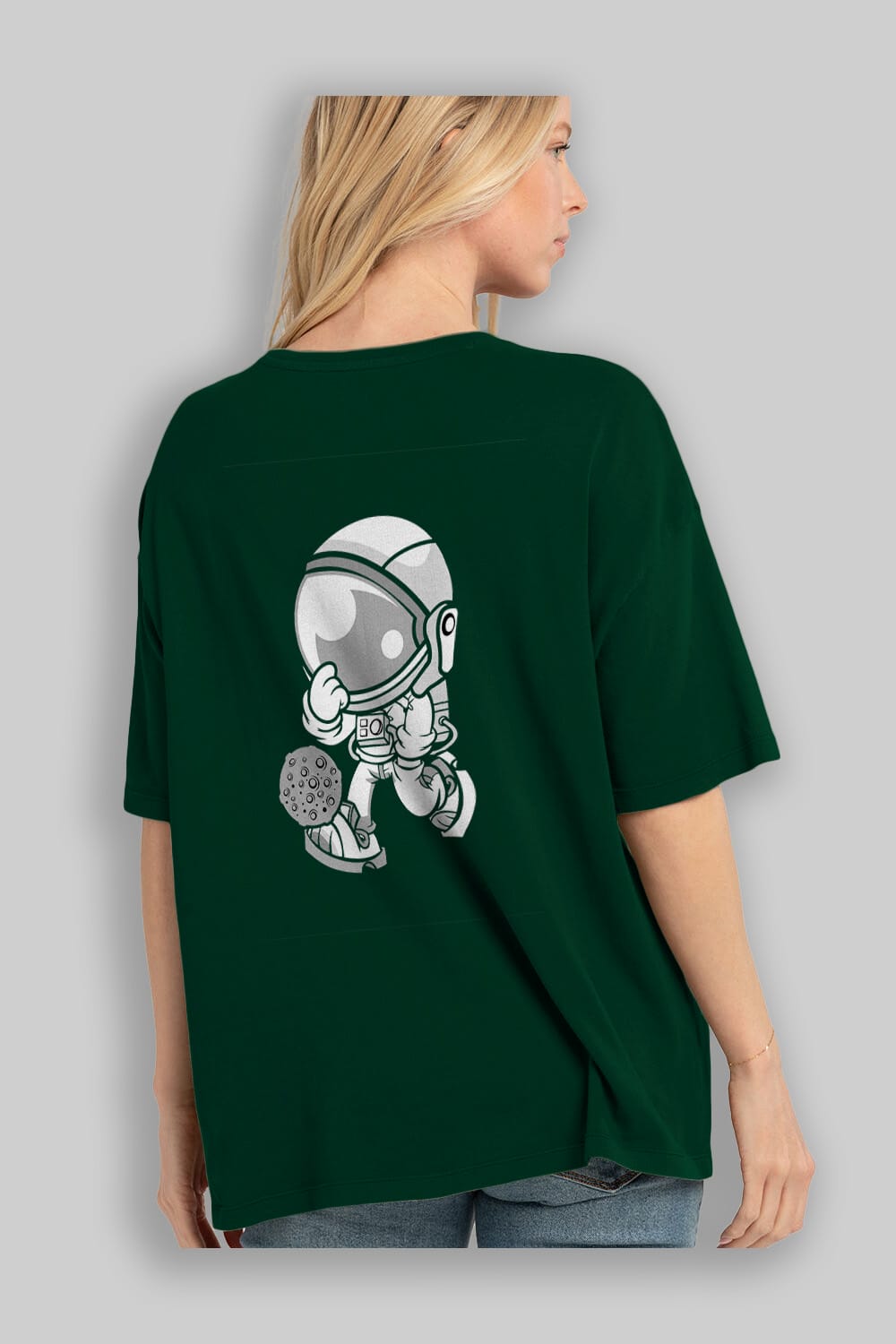 Street Astronaut Arka Baskılı Oversize t-shirt Erkek Kadın Unisex %100 Pamuk tişort