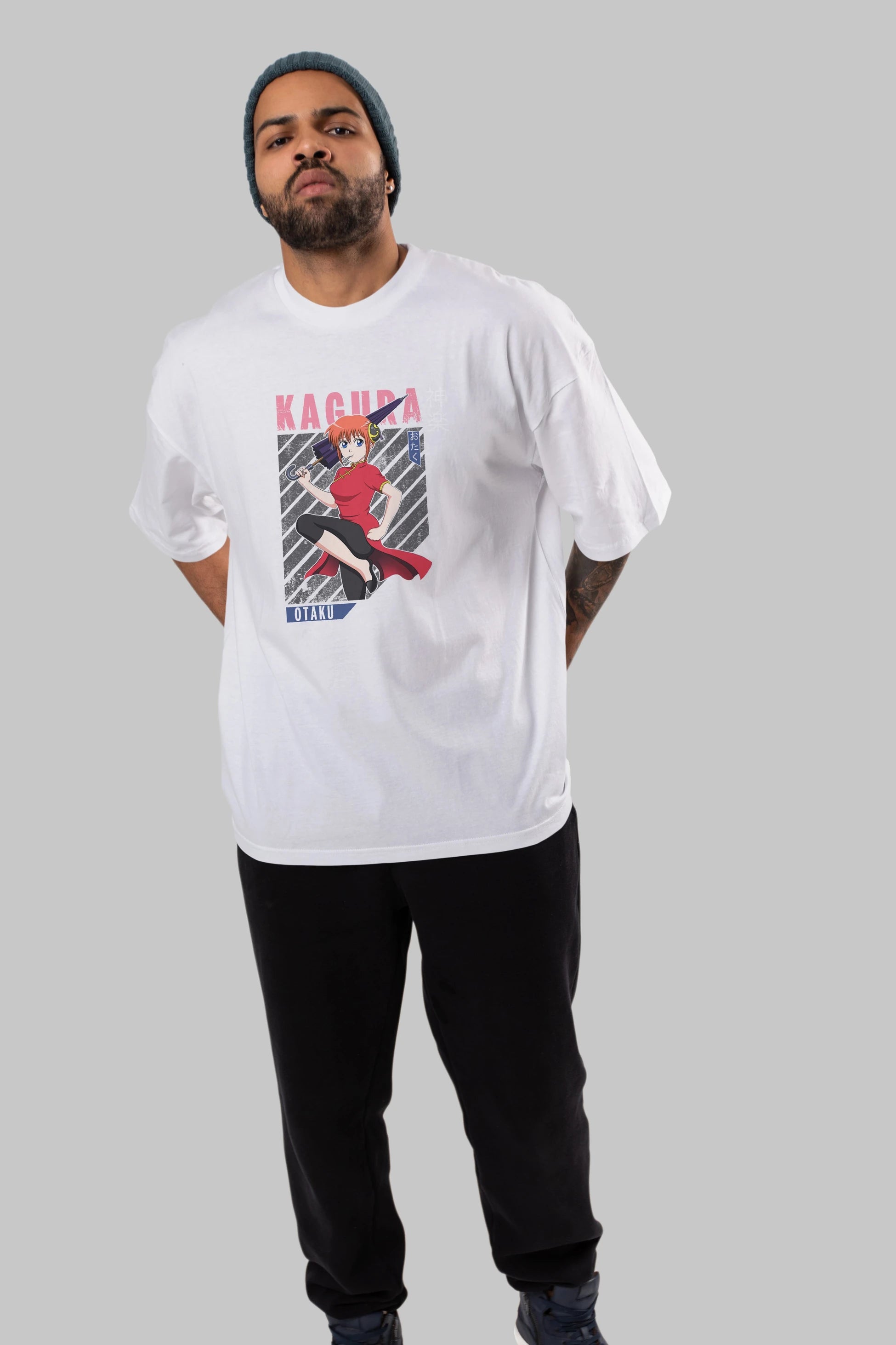 Kagura GINTAMA 1 Anime Ön Baskılı Oversize t-shirt %100 pamuk Erkek Kadın Unisex