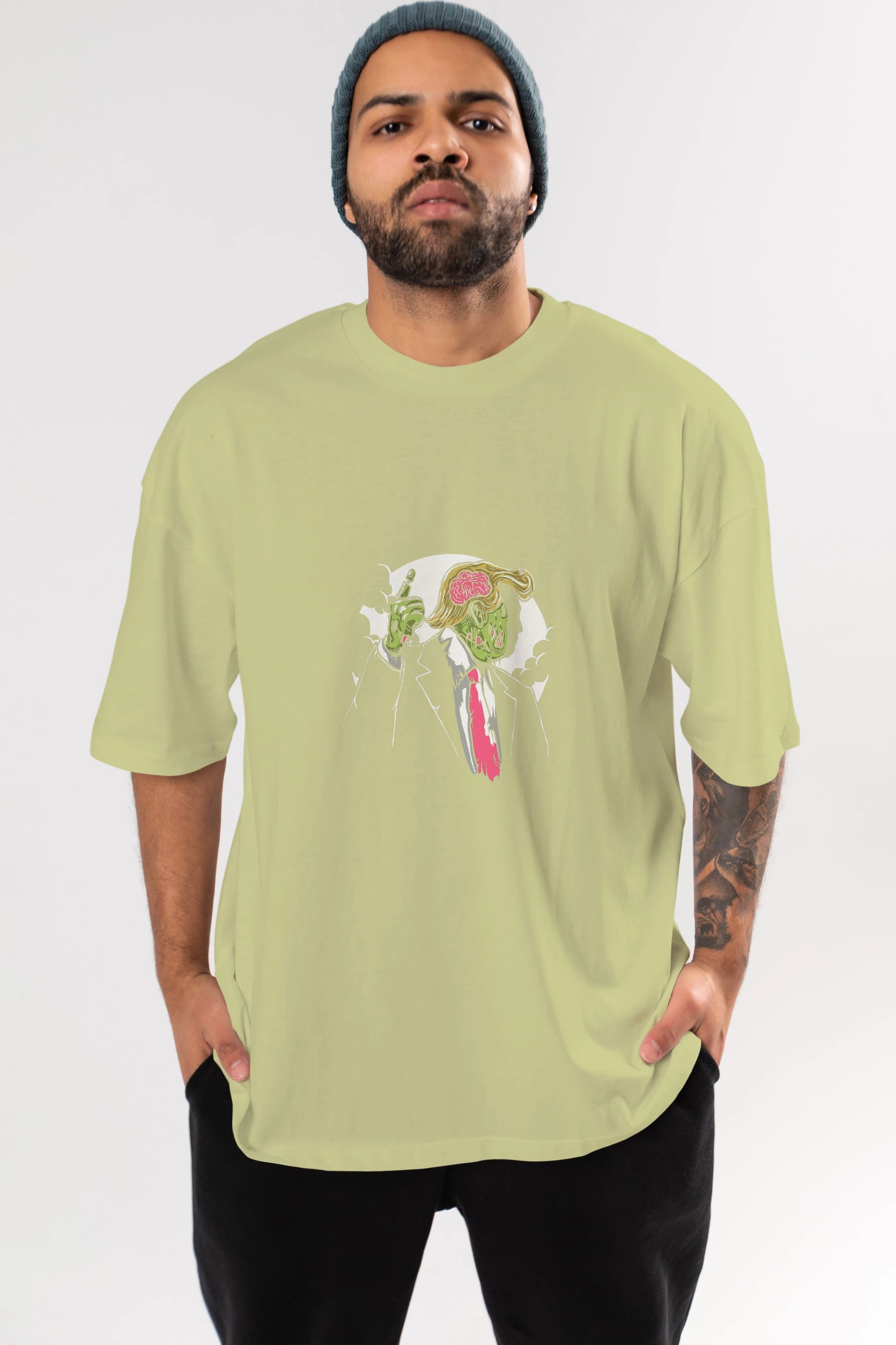 Make Zombie Great Again Ön Baskılı Oversize t-shirt Erkek Kadın Unisex %100 Pamuk tişort