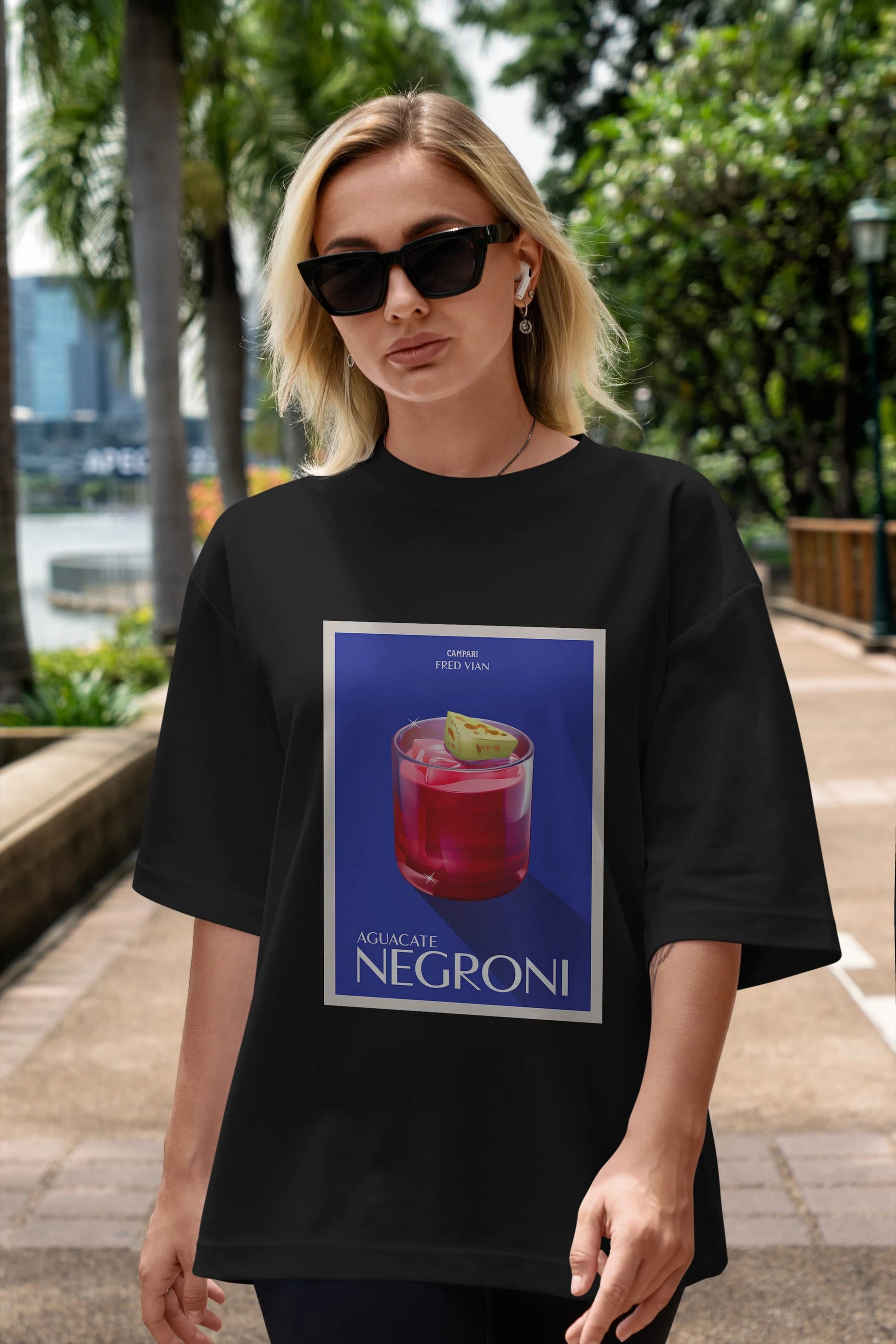 Aguacate Negroni Ön Baskılı Oversize t-shirt Erkek Kadın Unisex %100 Pamuk Bisiklet Yaka tişort