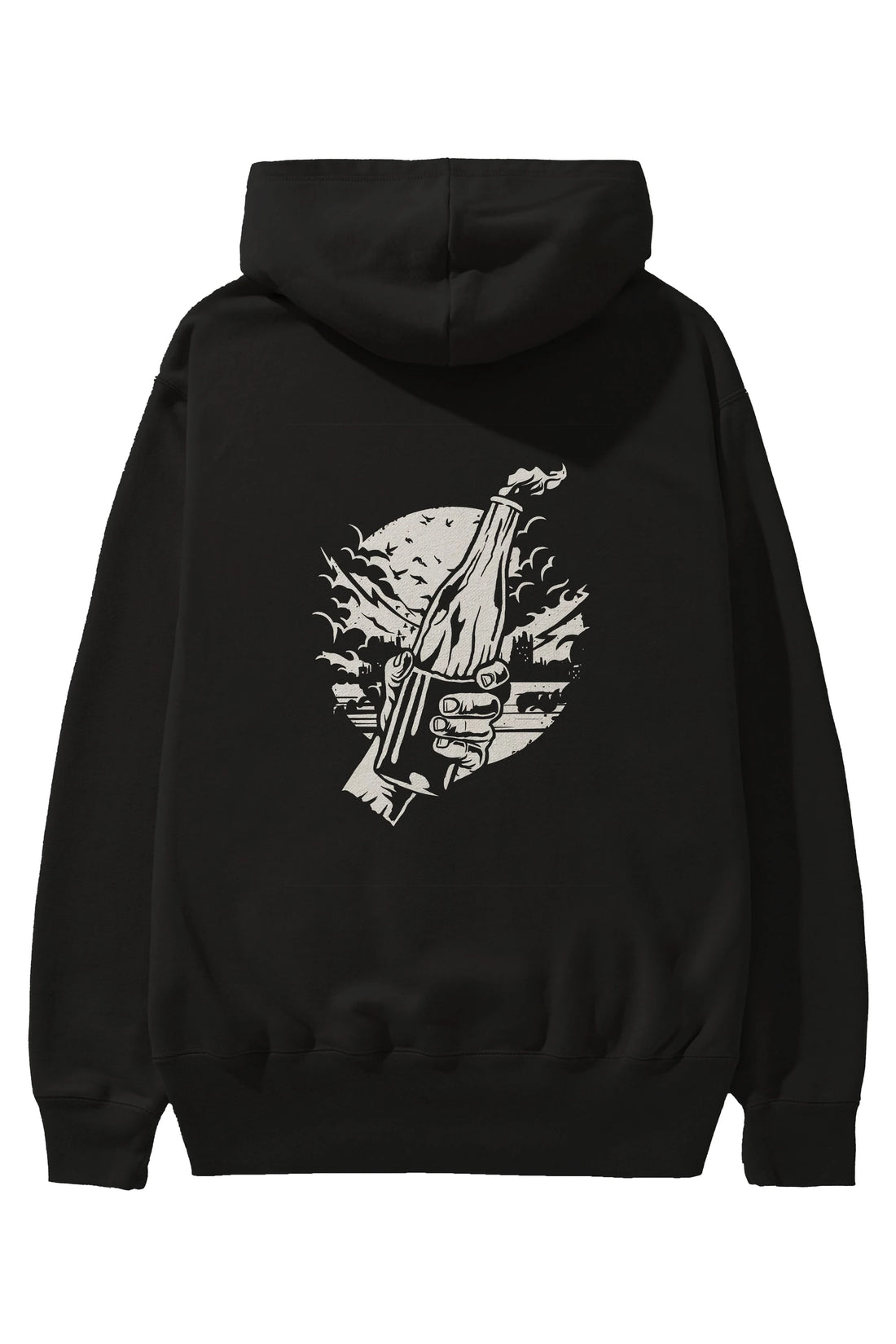 Molotov Cocktail Arka Baskılı Hoodie Oversize Kapüşonlu Sweatshirt Erkek Kadın Unisex