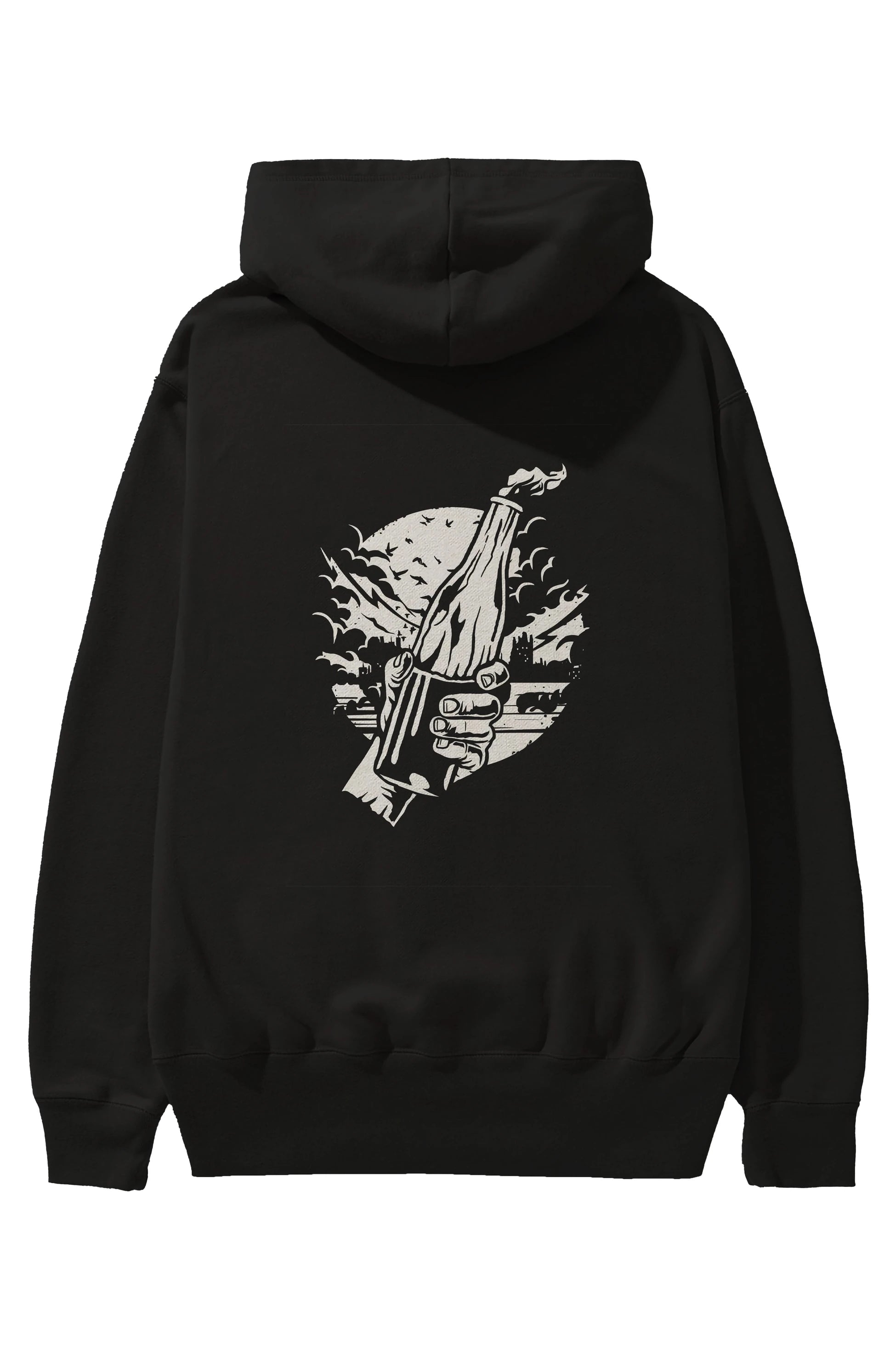 Molotov Cocktail Arka Baskılı Hoodie Oversize Kapüşonlu Sweatshirt Erkek Kadın Unisex