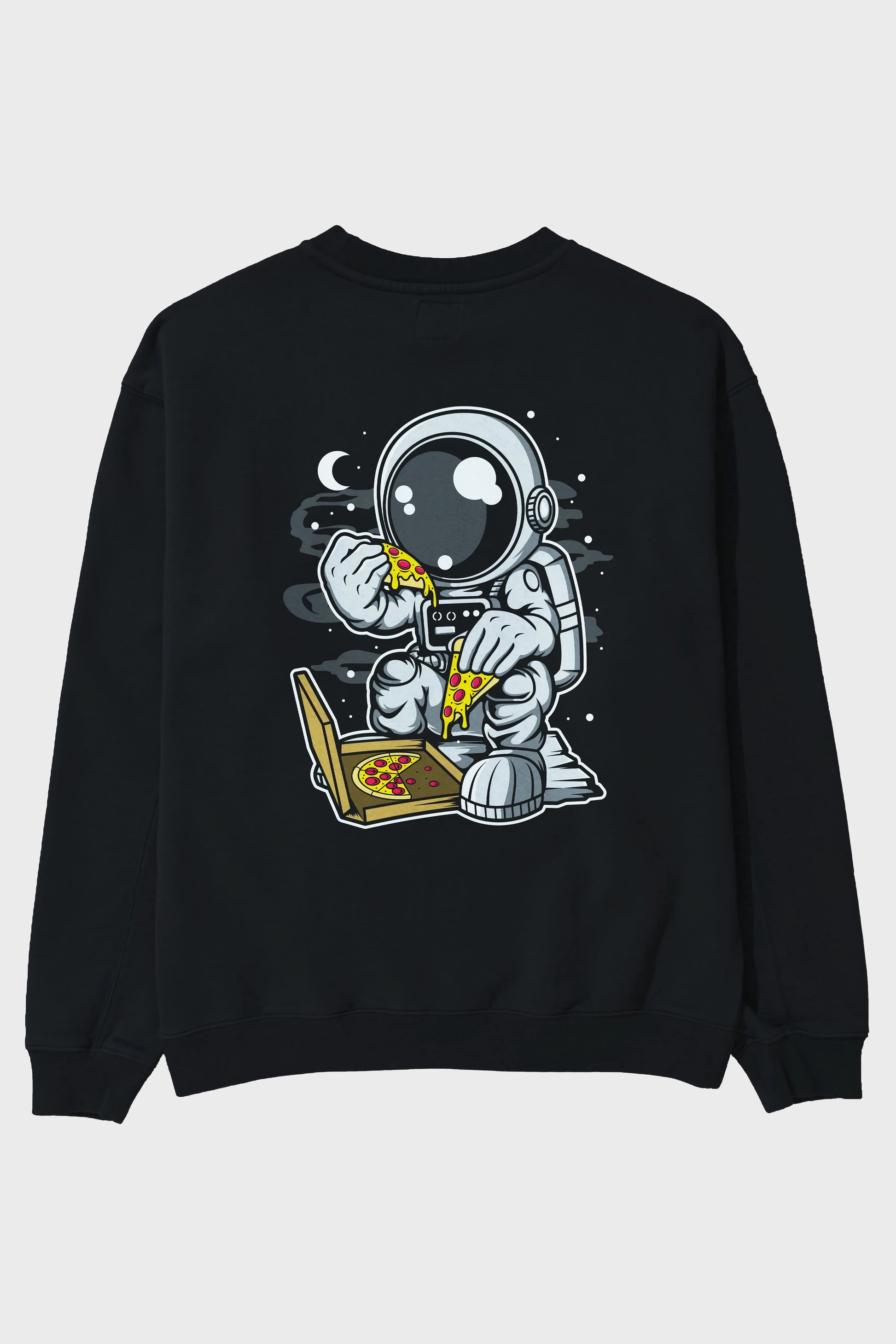 Astronaut Pizza Arka Baskılı Oversize Sweatshirt Erkek Kadın Unisex