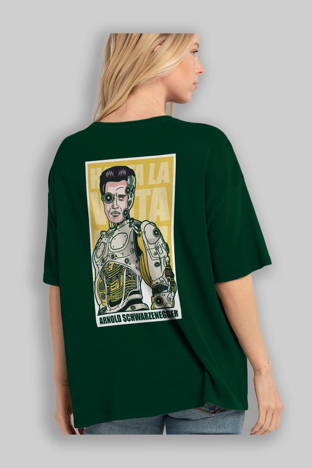 Arnold Robot Human Arka Baskılı Oversize t-shirt Erkek Kadın Unisex %100 Pamuk tişort