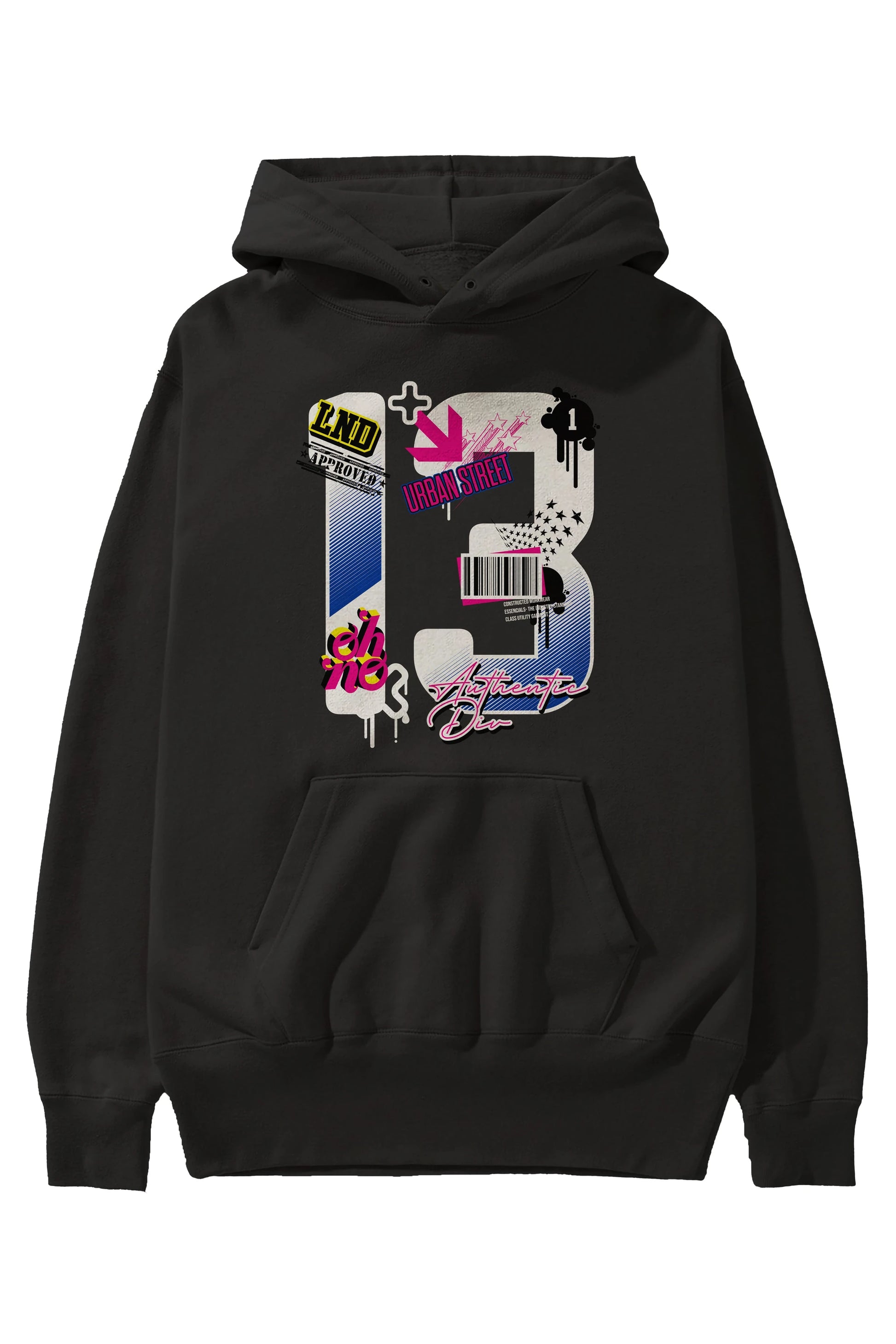 Urban Street 13 Ön Baskılı Hoodie Oversize Kapüşonlu Sweatshirt Erkek Kadın Unisex