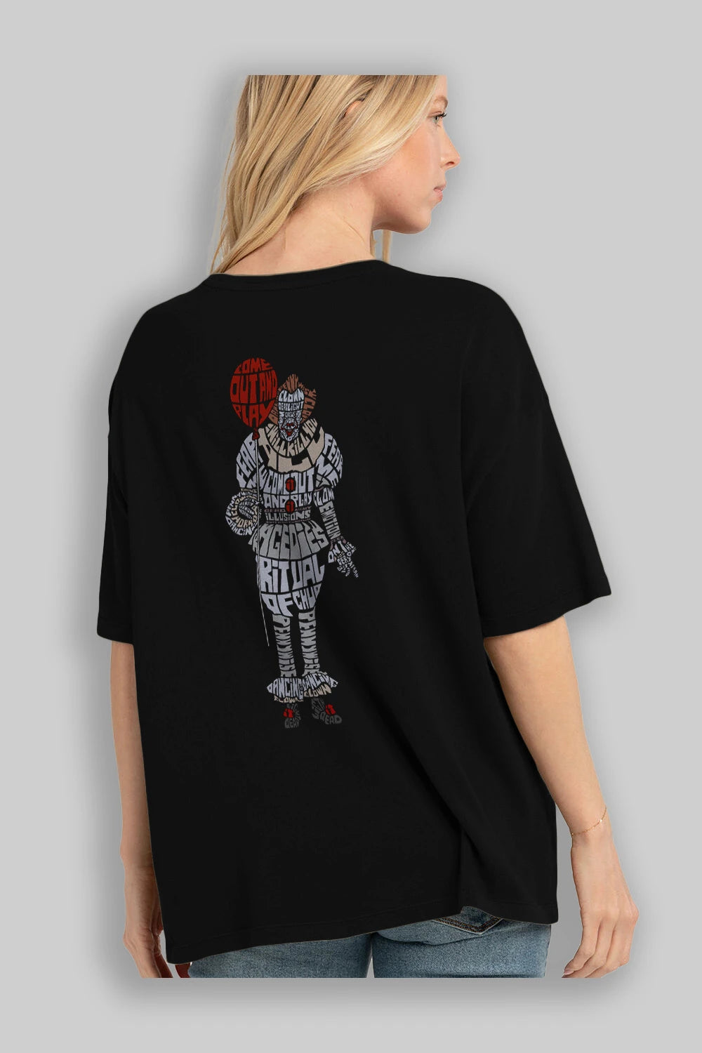 It Arka Baskılı Oversize t-shirt %100 pamuk Erkek Kadın Unisex