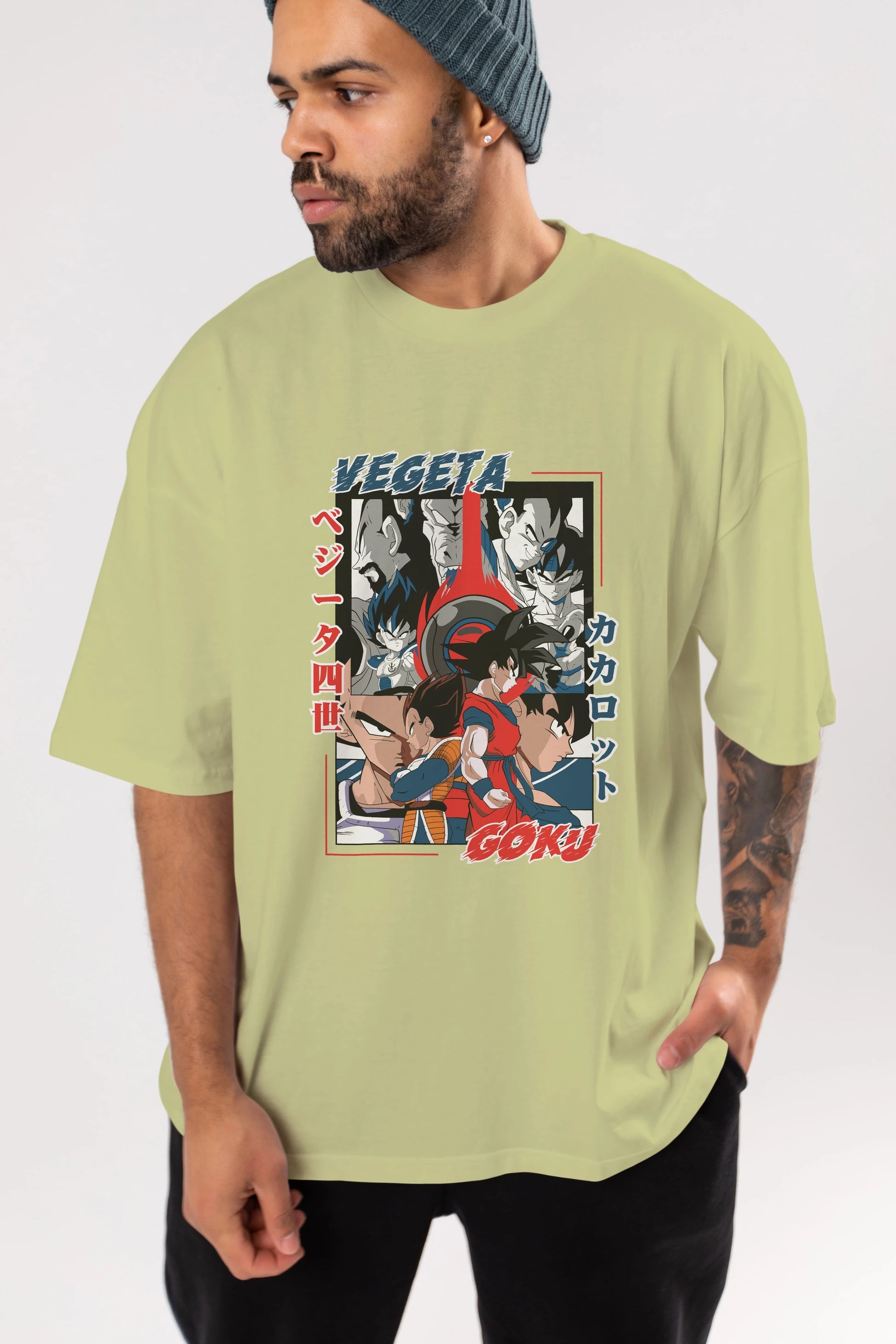 VEGETA VS GOKU Anime Ön Baskılı Oversize t-shirt %100 pamuk Erkek Kadın Unisex