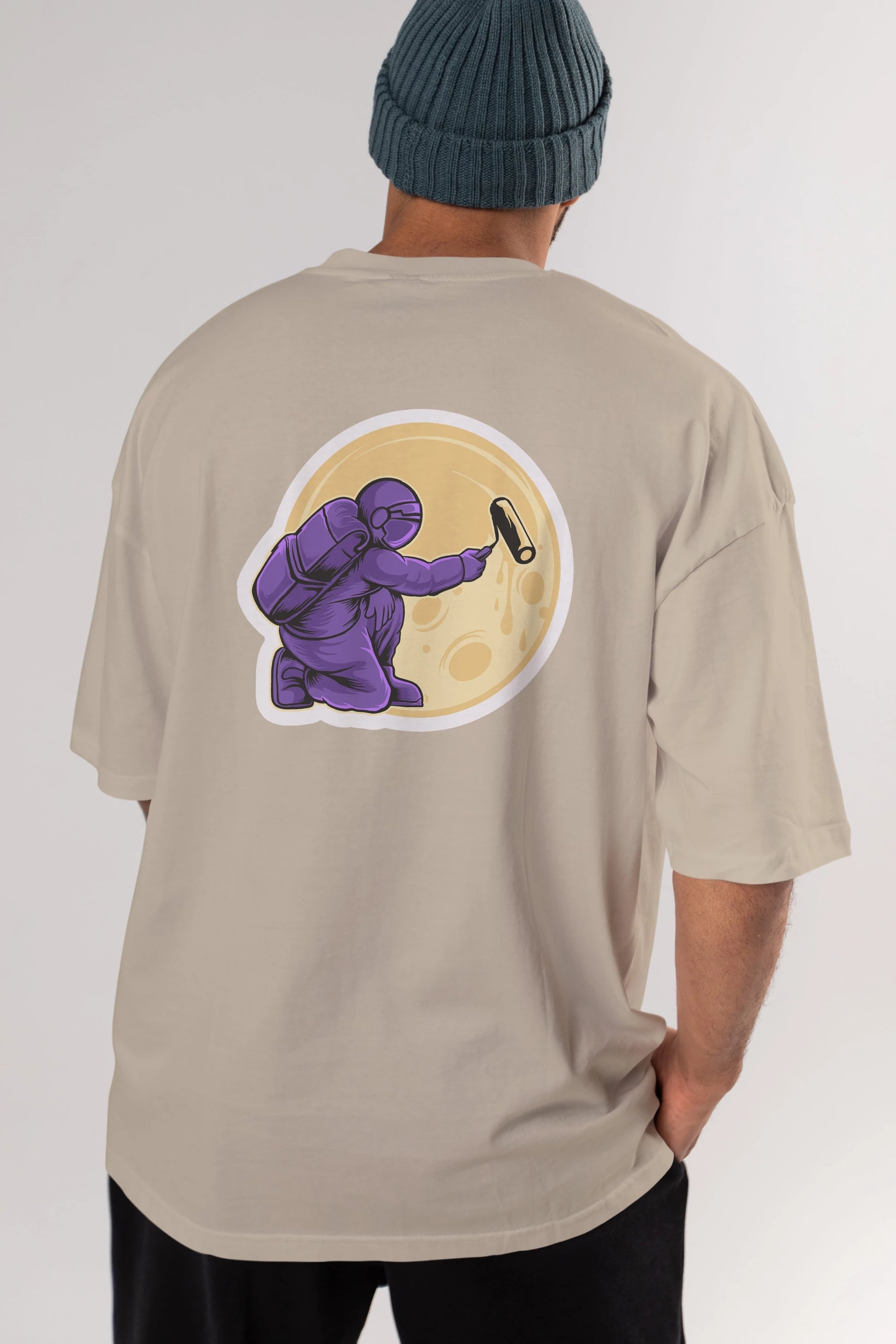 Astropaint Sticker Arka Baskılı Oversize t-shirt Erkek Kadın Unisex