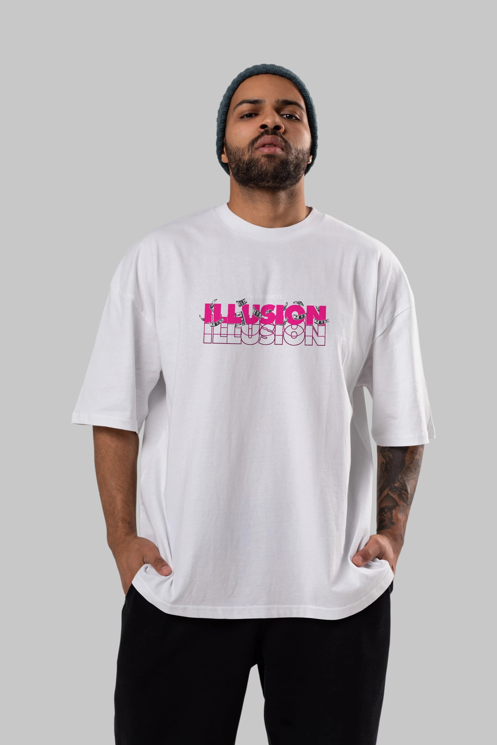 The Money Illusion Ön Baskılı Oversize t-shirt Erkek Kadın Unisex