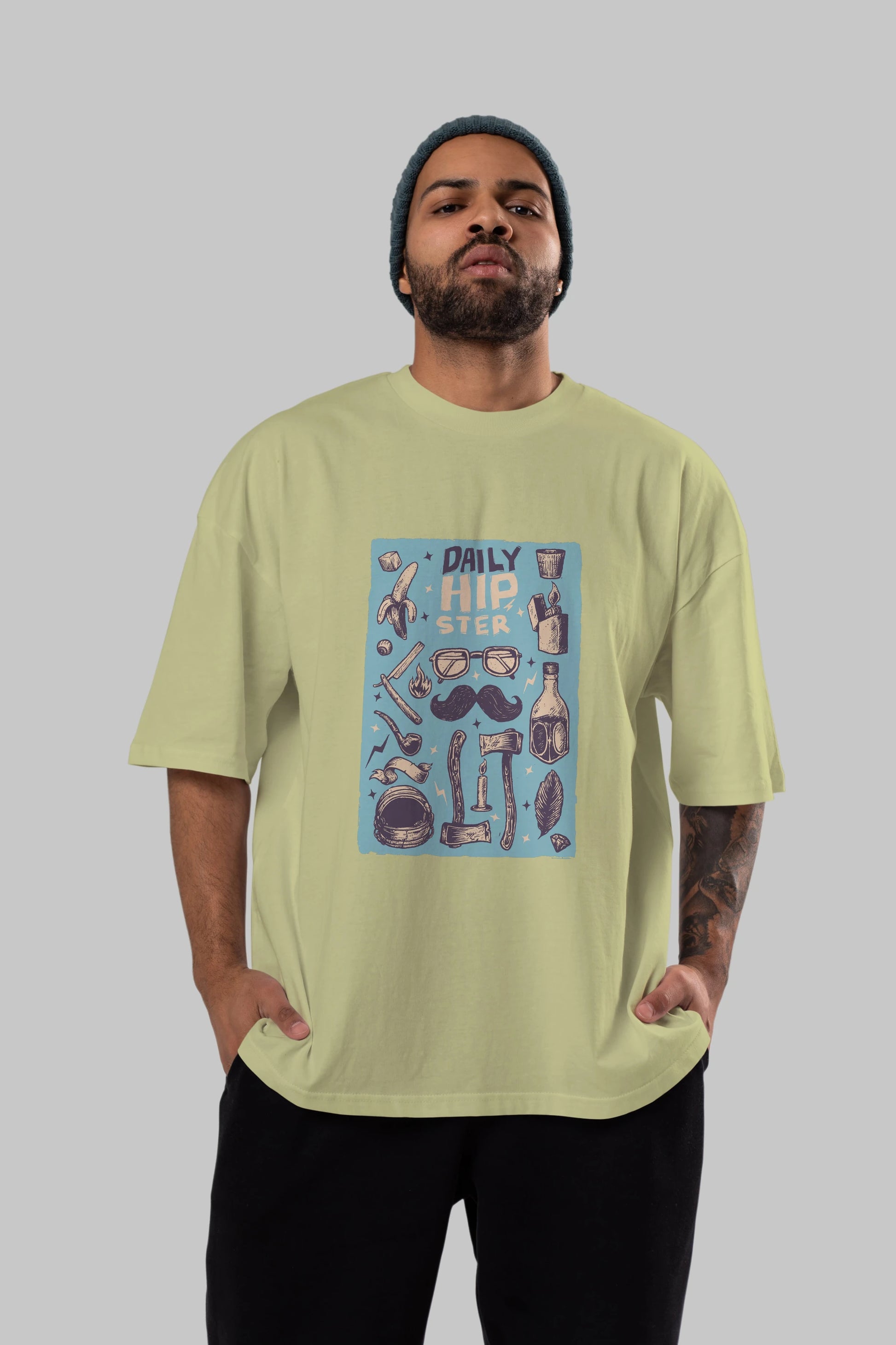 Hipster Ön Baskılı Oversize t-shirt Erkek Kadın Unisex %100 Pamuk tişort