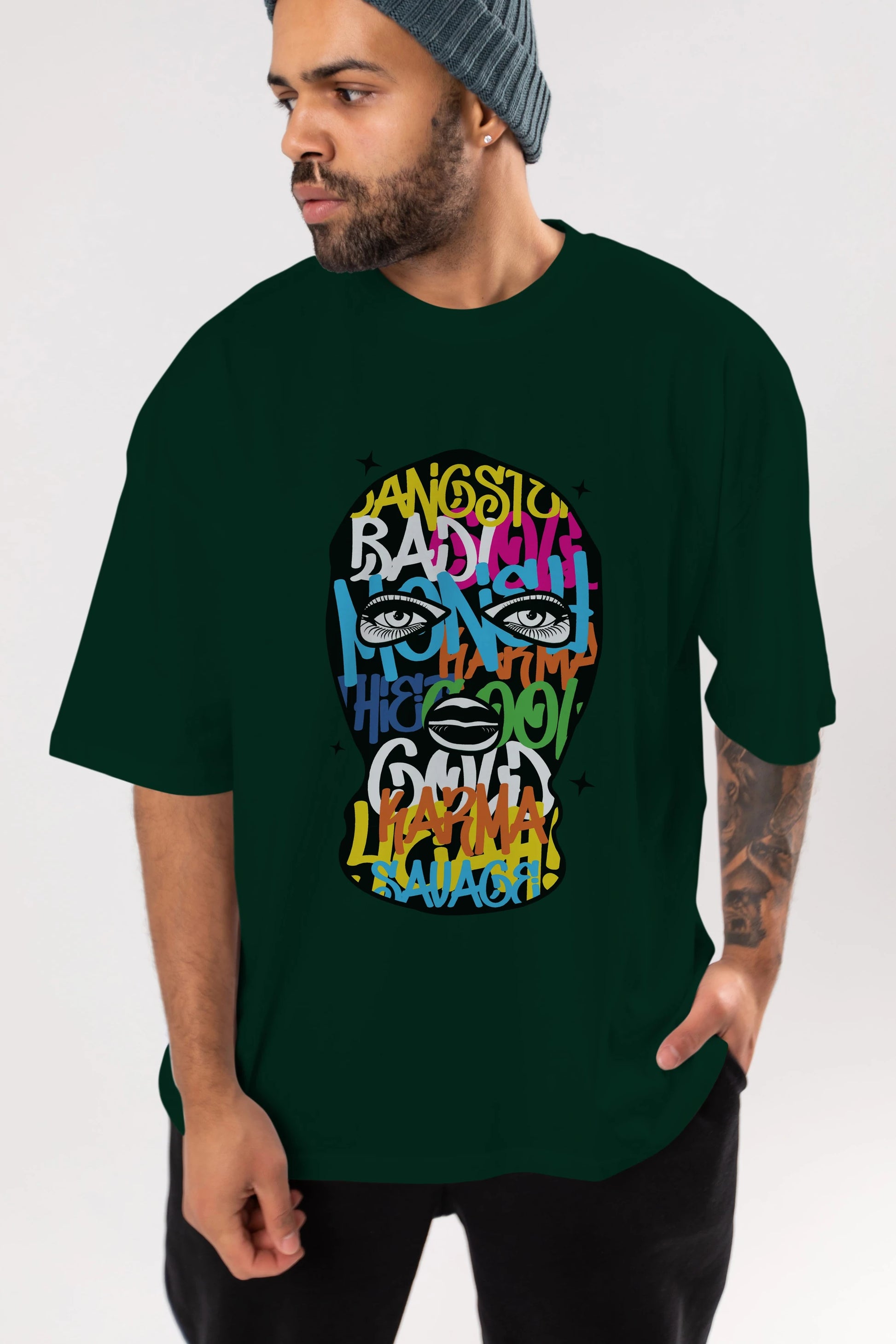 Karma Savage Ön Baskılı Oversize t-shirt Erkek Kadın Unisex