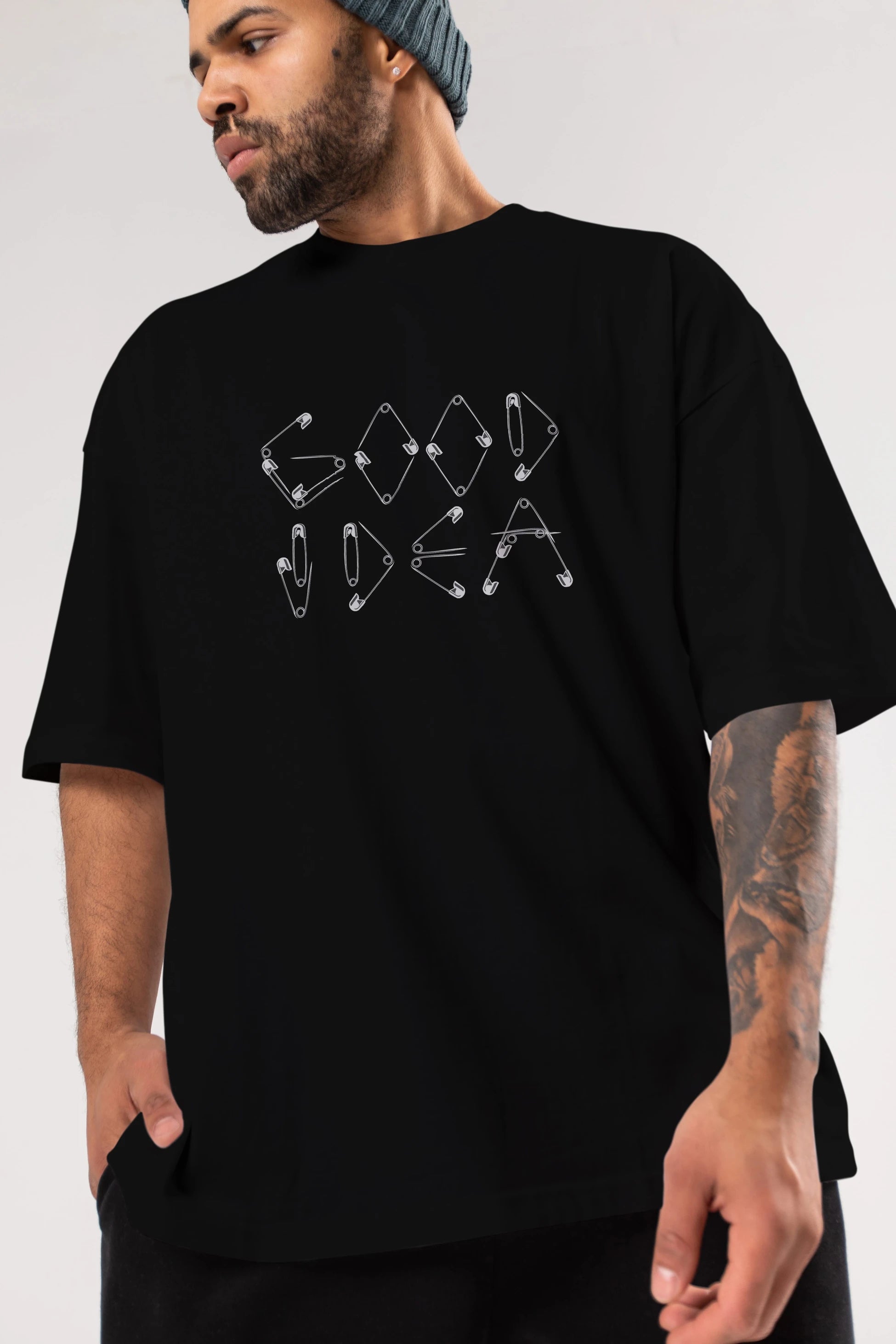 Good Idea Ön Baskılı Oversize t-shirt %100 pamuk Erkek Kadın Unisex