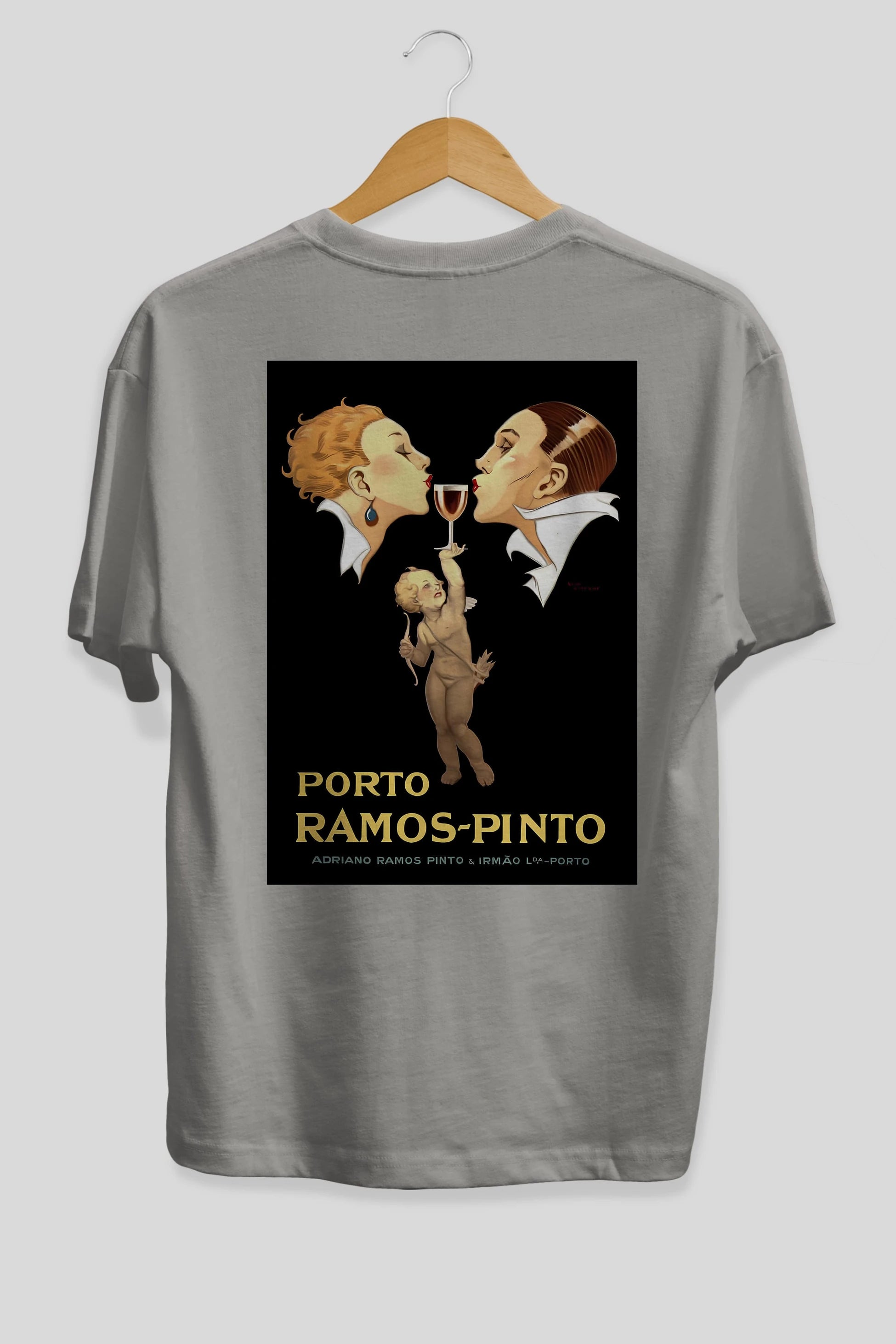 Porto Ramos Pinto Arka Baskılı Oversize t-shirt Erkek Kadın Unisex %100 Pamuk Bisiklet Yaka tişort