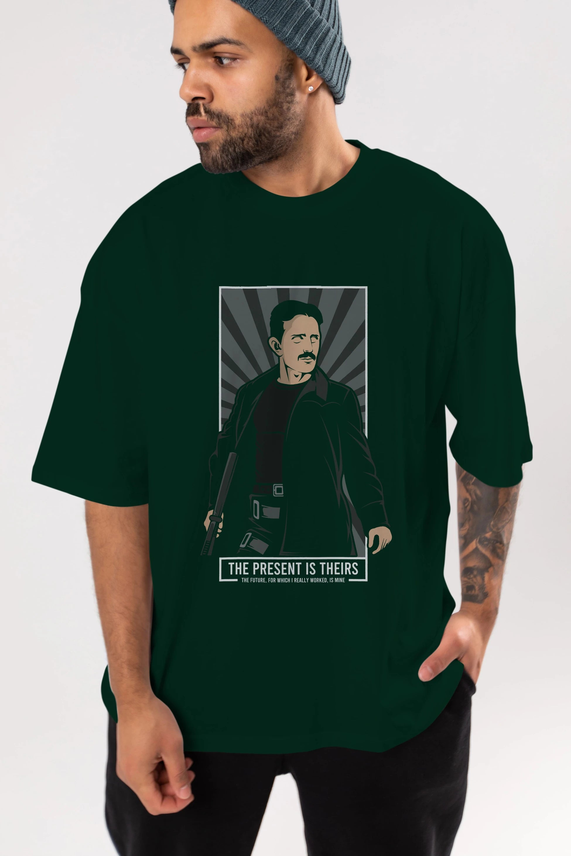 Tesla Matrix Ön Baskılı Oversize t-shirt Erkek Kadın Unisex %100 Pamuk tişort