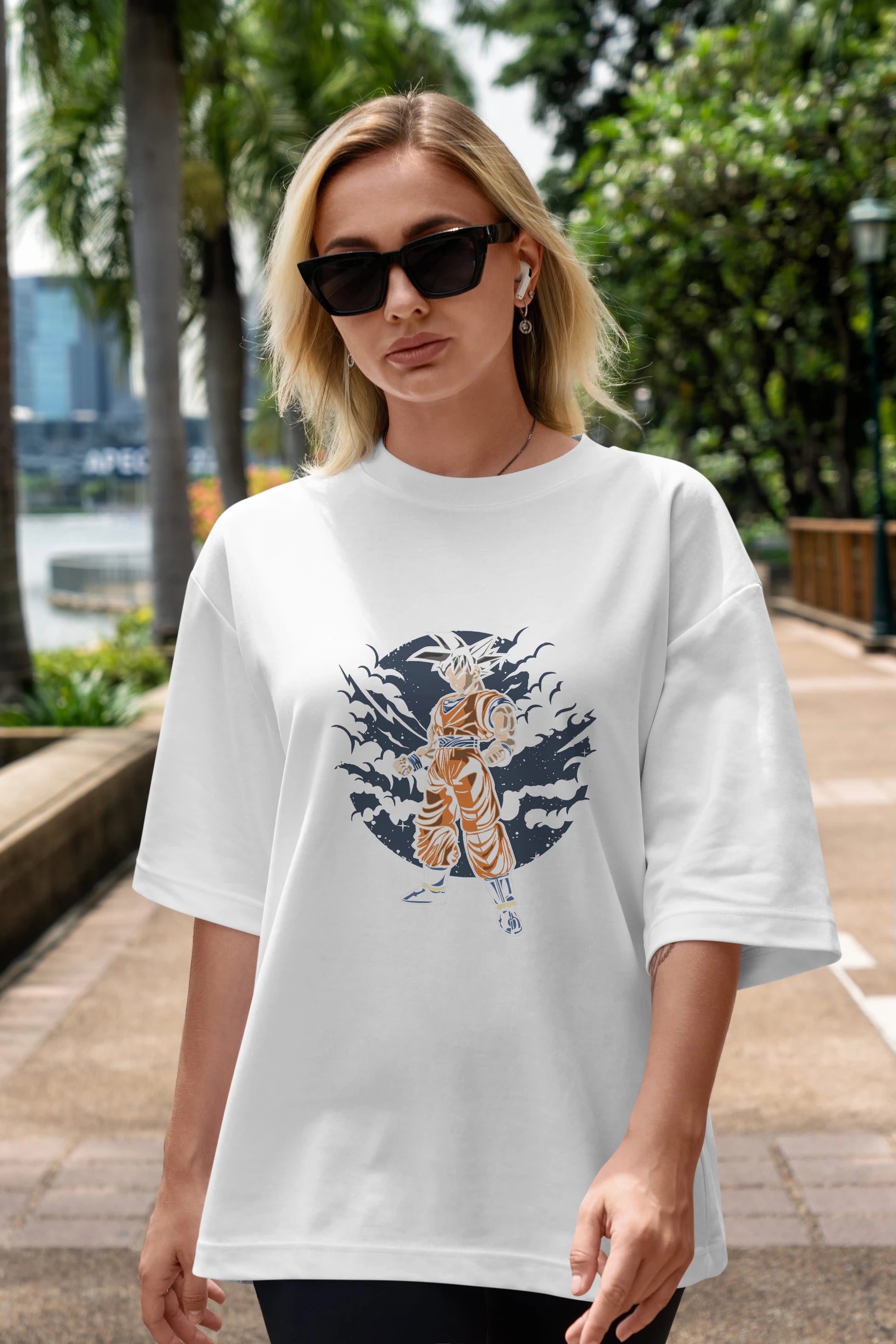 GOKU Ön Baskılı Oversize t-shirt Erkek Kadın Unisex %100 Pamuk tişort