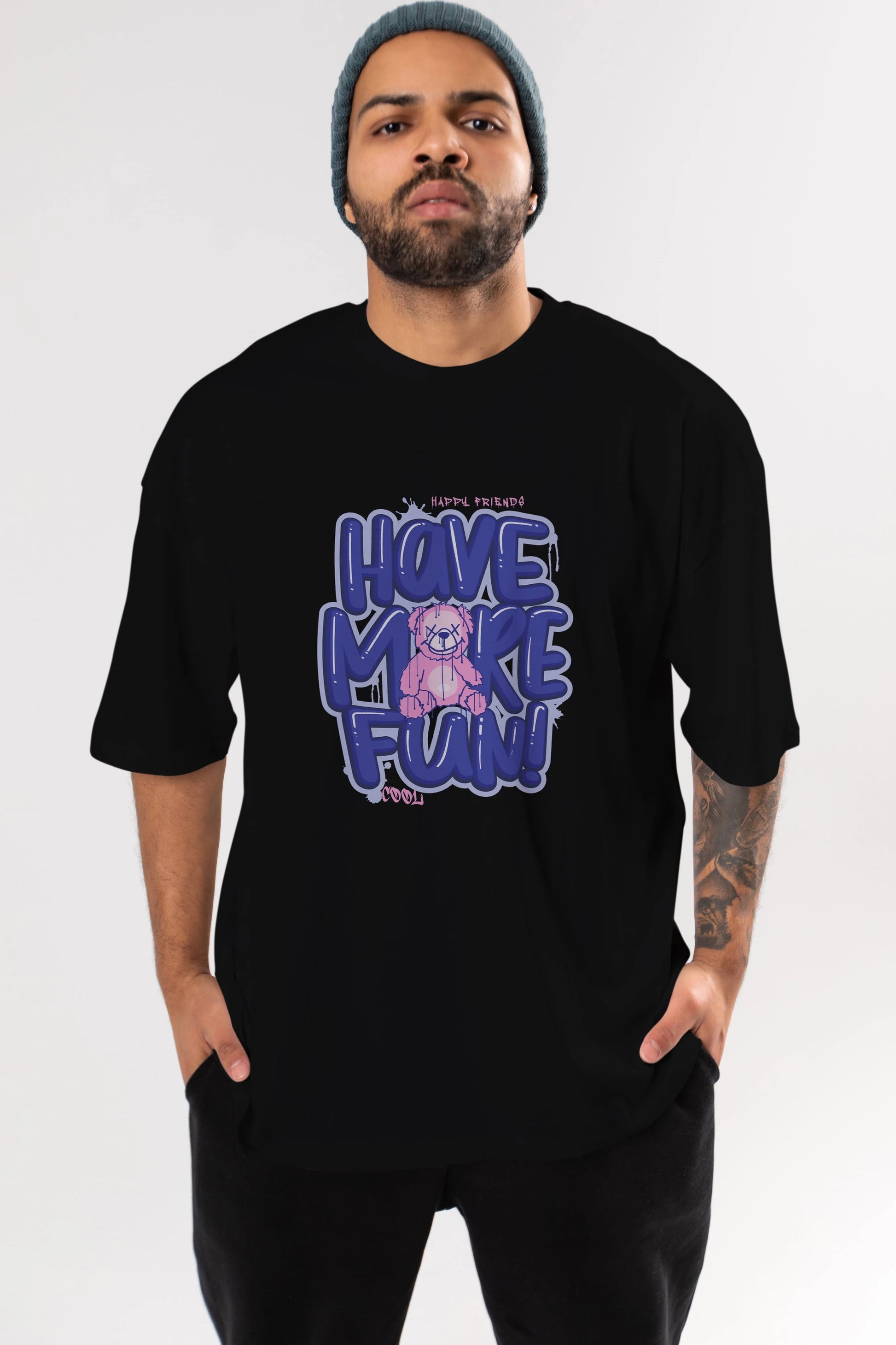 Have More Fun Bear Ön Baskılı Oversize t-shirt Erkek Kadın Unisex