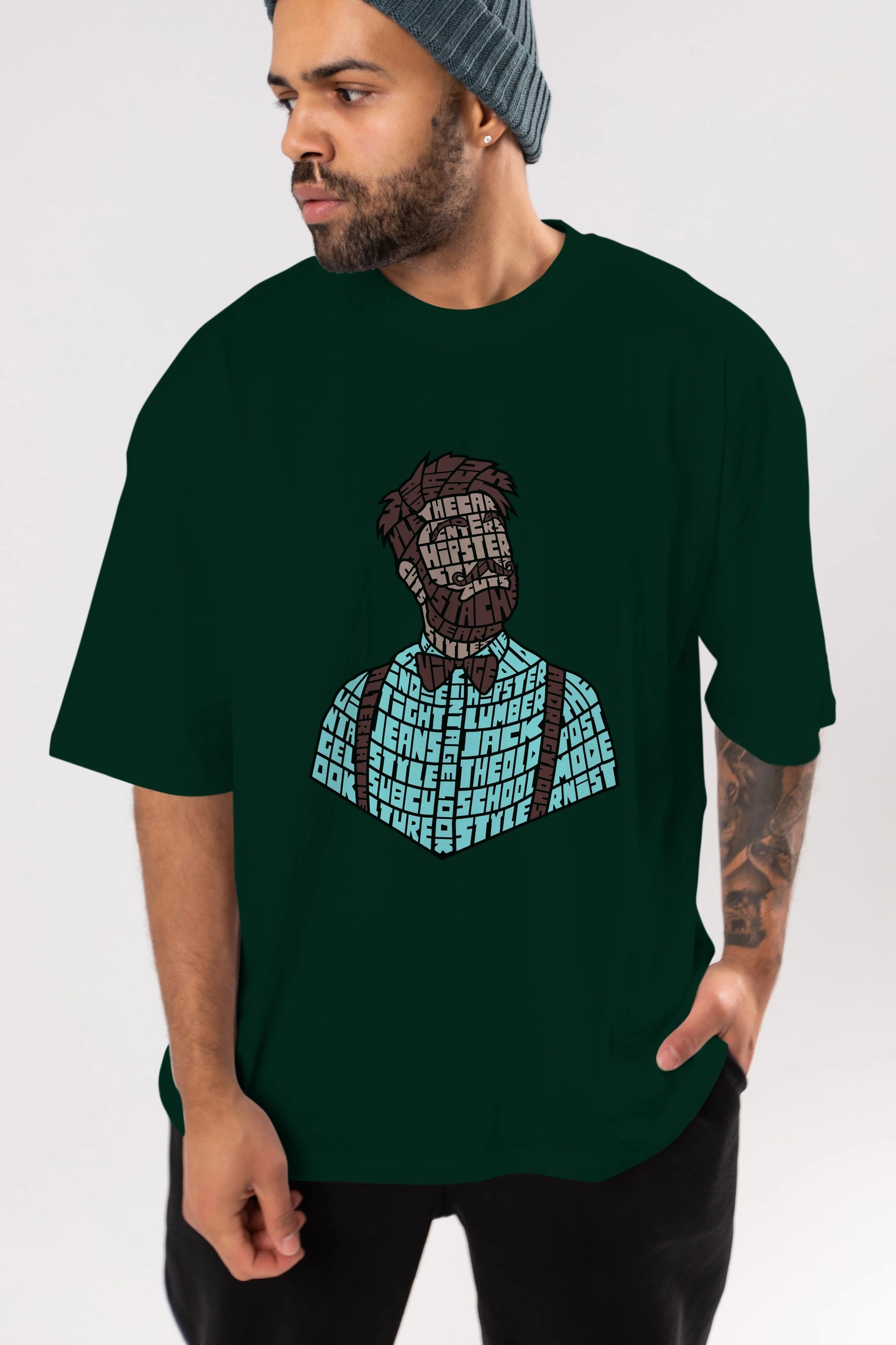 Hipster (2) Ön Baskılı Oversize t-shirt %100 pamuk Erkek Kadın Unisex
