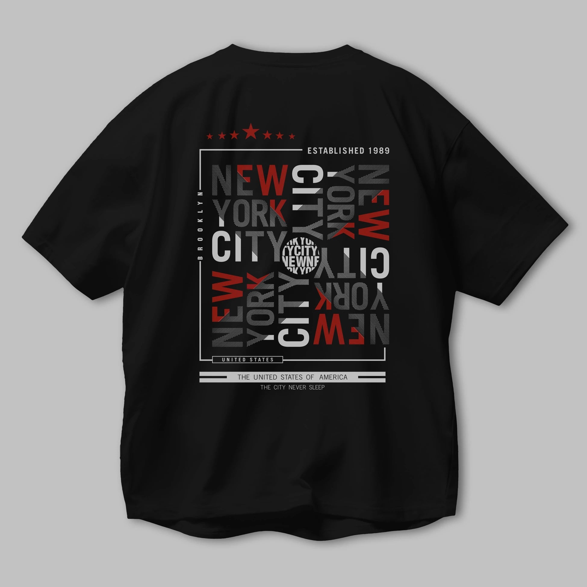 New York Style 2 Arka Baskılı Oversize t-shirt Erkek Kadın Unisex