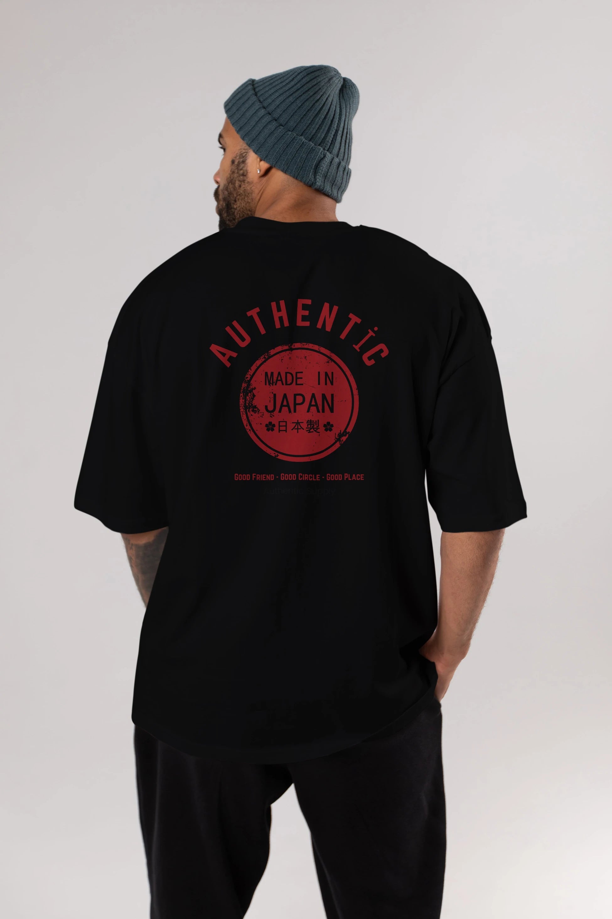 Authentic Japan Style Arka Baskılı Oversize t-shirt Erkek Kadın Unisex